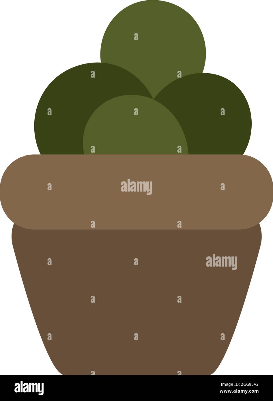 Piccolo cactus in vaso marrone, illustrazione, su sfondo bianco. Illustrazione Vettoriale