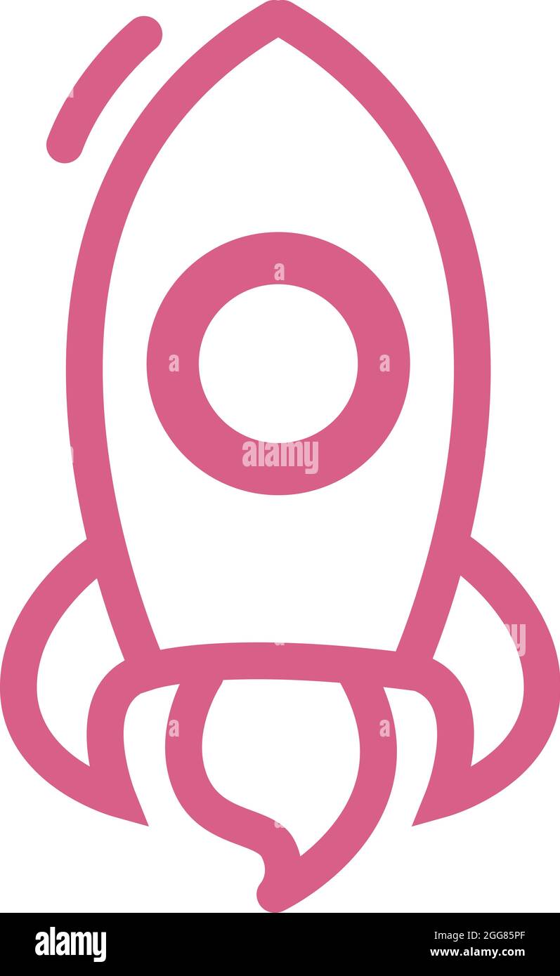 Razzo rosa, illustrazione, su sfondo bianco. Illustrazione Vettoriale