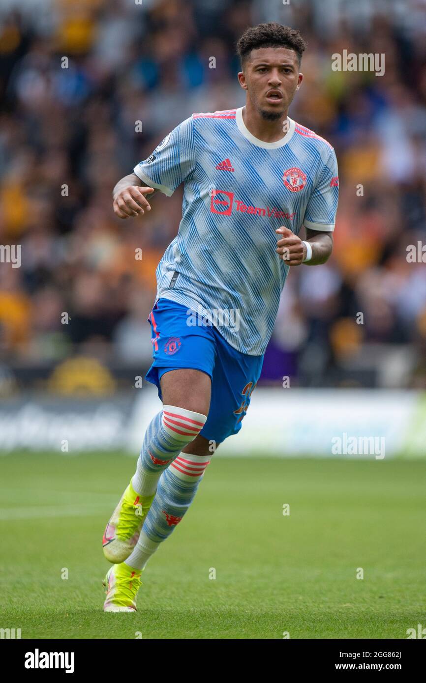 WOLVERHAMPTON, INGHILTERRA - AGOSTO 29: Jadon Sancho di Manchester United durante la partita della Premier League tra Wolverhampton Wanderers e Manchester Foto Stock