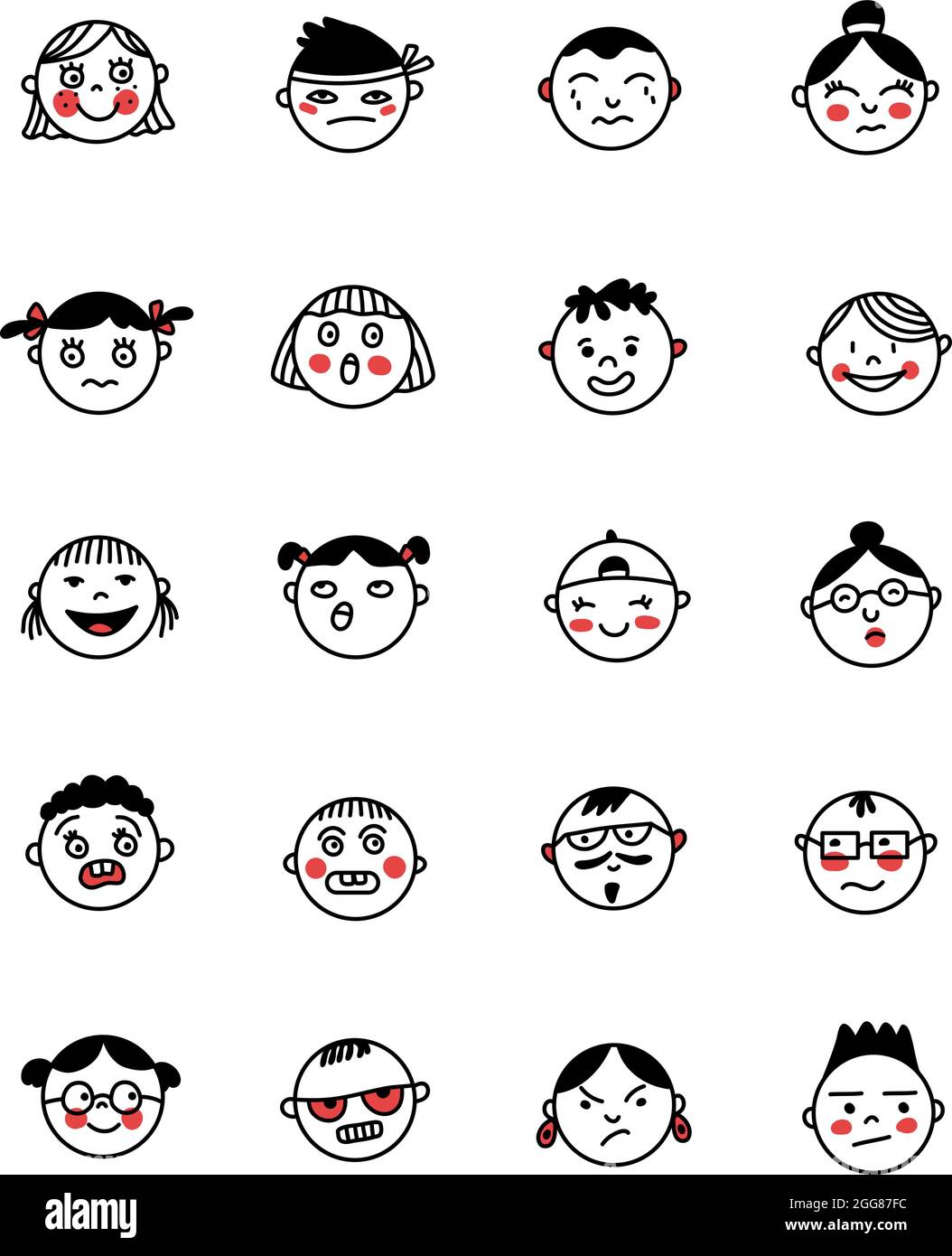 Persone con emozioni, illustrazione, vettore su sfondo bianco. Illustrazione Vettoriale