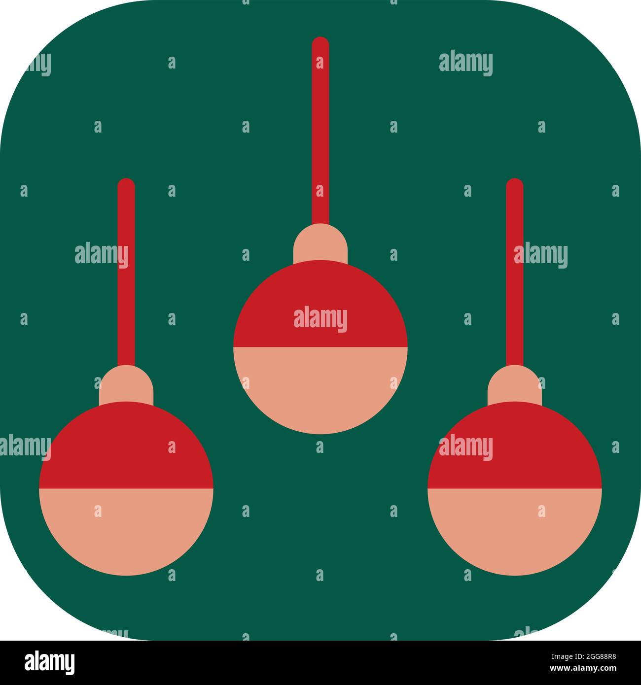 Tre decorazioni natalizie, illustrazione, vettore su sfondo bianco. Illustrazione Vettoriale