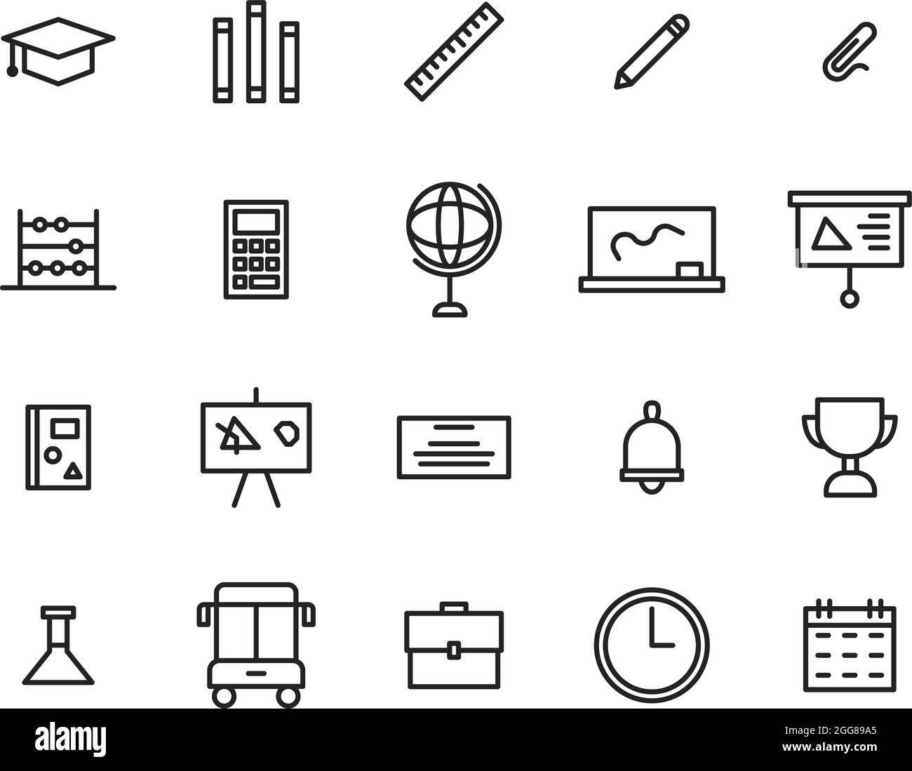 Educazione scolastica semplice, illustrazione, vettore su sfondo bianco. Illustrazione Vettoriale