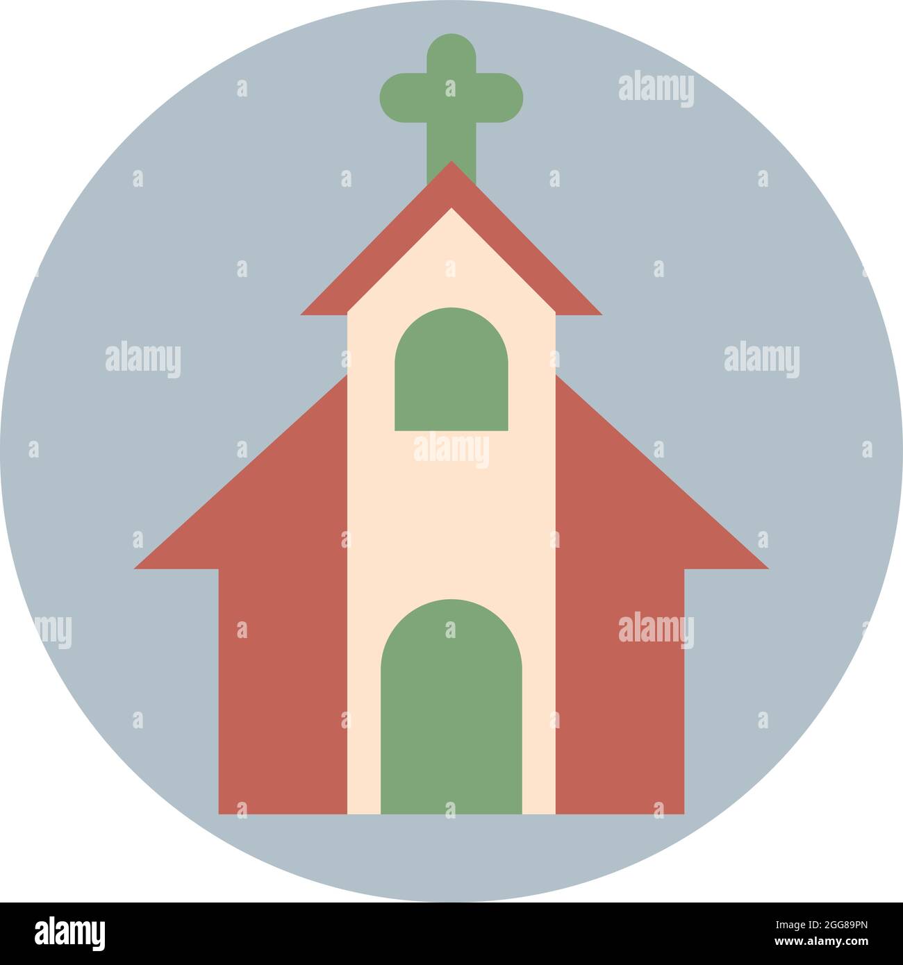 Chiesa il giorno di Pasqua, illustrazione, vettore su sfondo bianco. Illustrazione Vettoriale