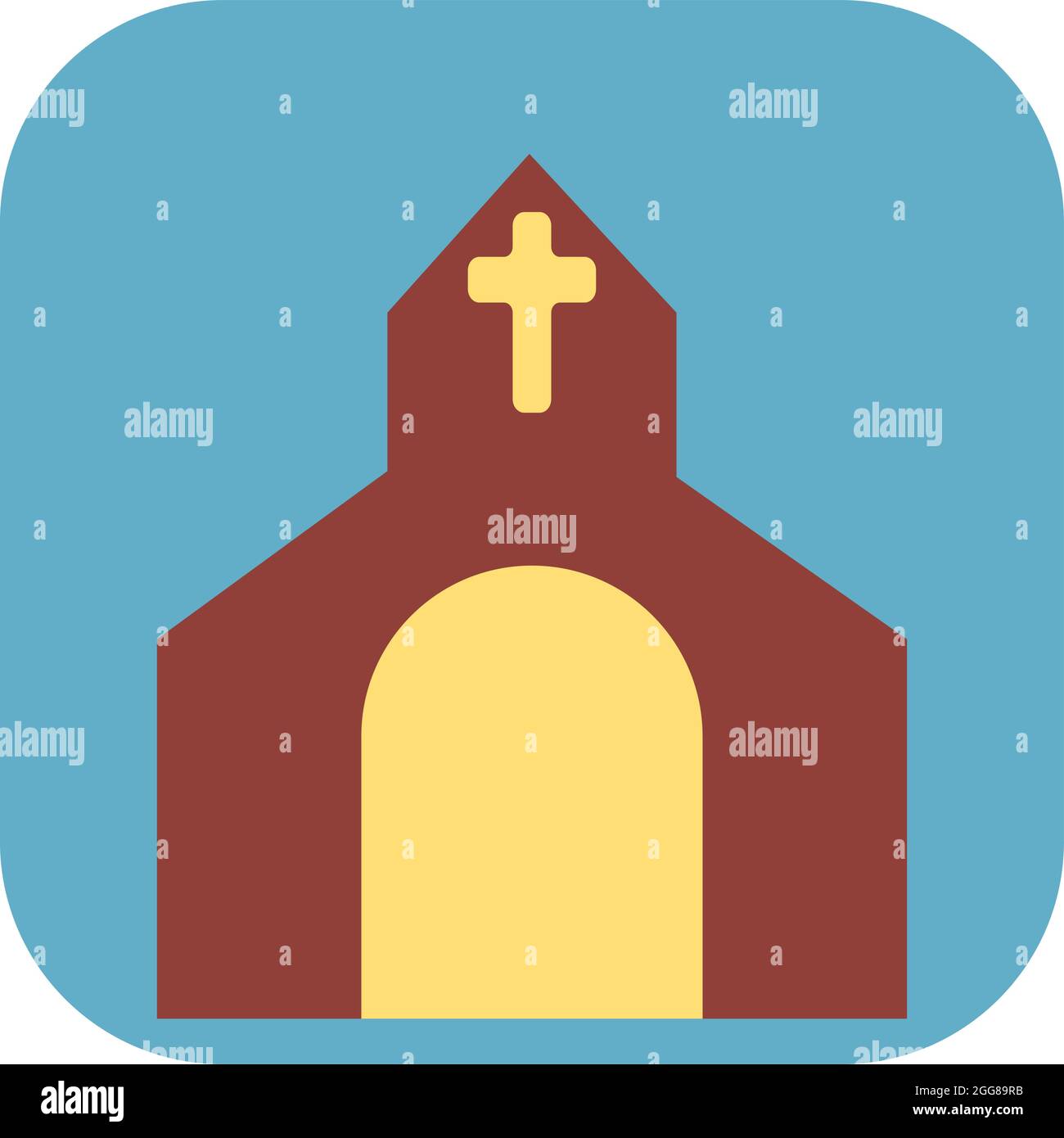 Chiesa il giorno di pasqua, illustrazione, vettore su sfondo bianco. Illustrazione Vettoriale