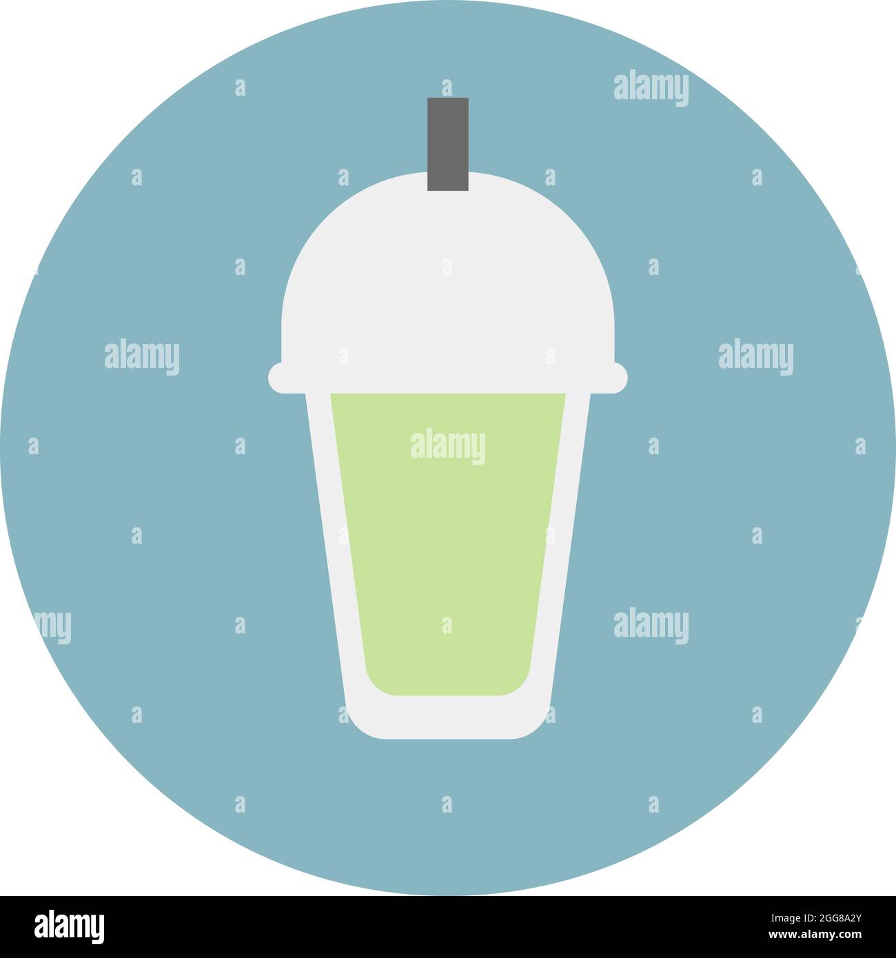 Succo verde in tazza per andare, illustrazione, vettore su uno sfondo bianco. Illustrazione Vettoriale