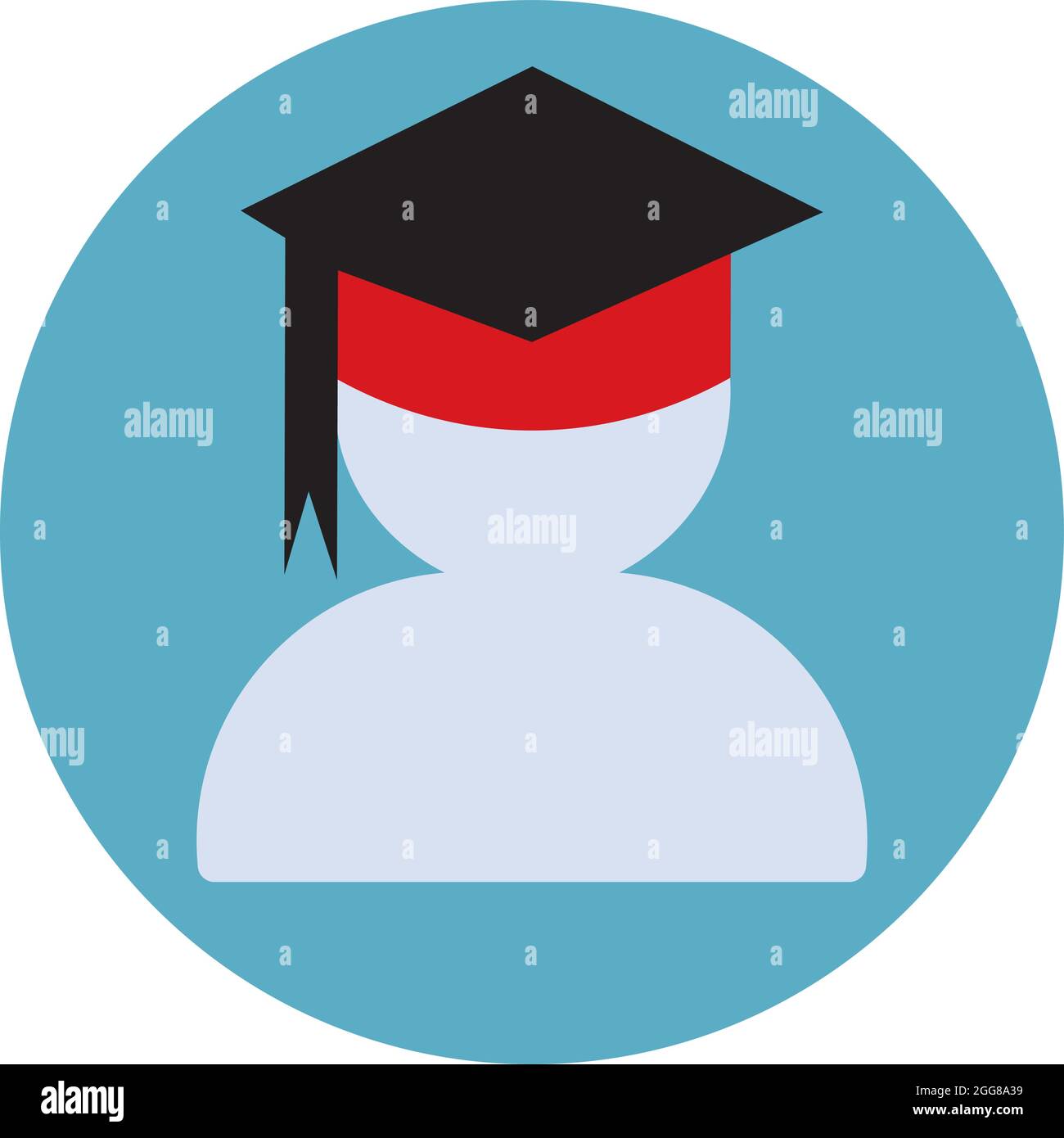 Persona con cappello di laurea, illustrazione, vettore su sfondo bianco. Illustrazione Vettoriale