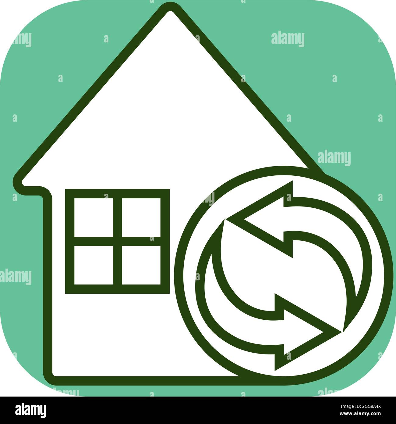 Casa e frecce, illustrazione, vettore su sfondo bianco. Illustrazione Vettoriale