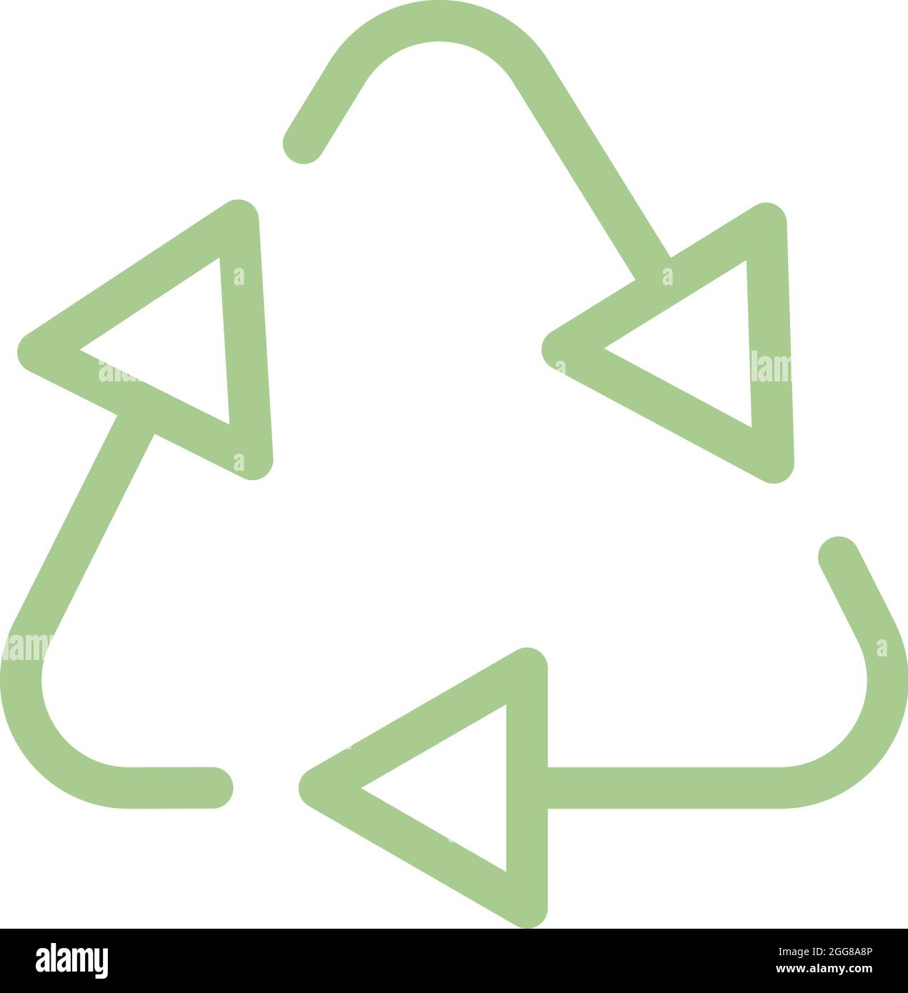 Simbolo verde di riciclaggio, illustrazione, vettore su sfondo bianco. Illustrazione Vettoriale