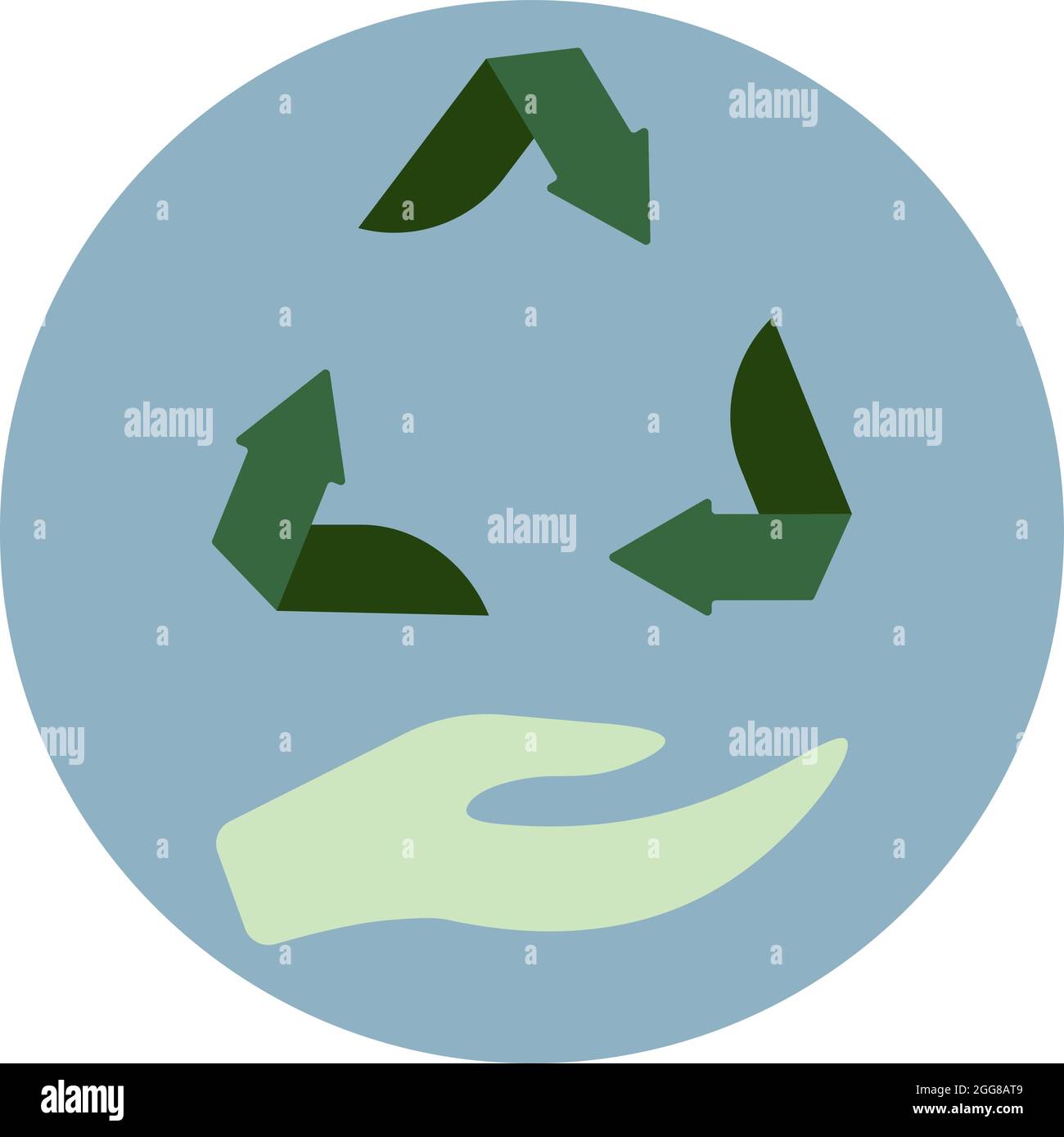 Mano e frecce verdi, illustrazione, vettore su sfondo bianco. Illustrazione Vettoriale