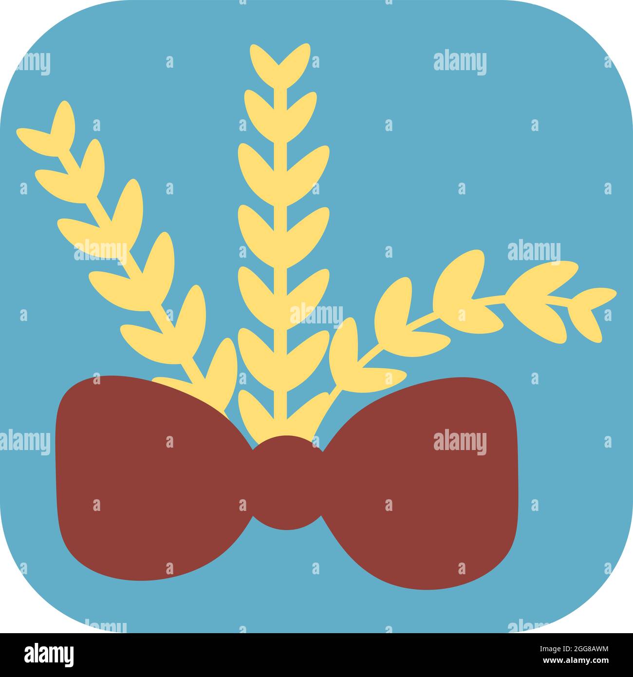 Ramo di Laurel con arco rosso, illustrazione, vettore su sfondo bianco. Illustrazione Vettoriale