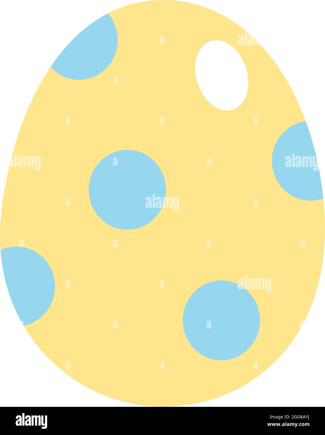 Uovo giallo di pasqua con punti blu, illustrazione, vettore su sfondo bianco. Illustrazione Vettoriale
