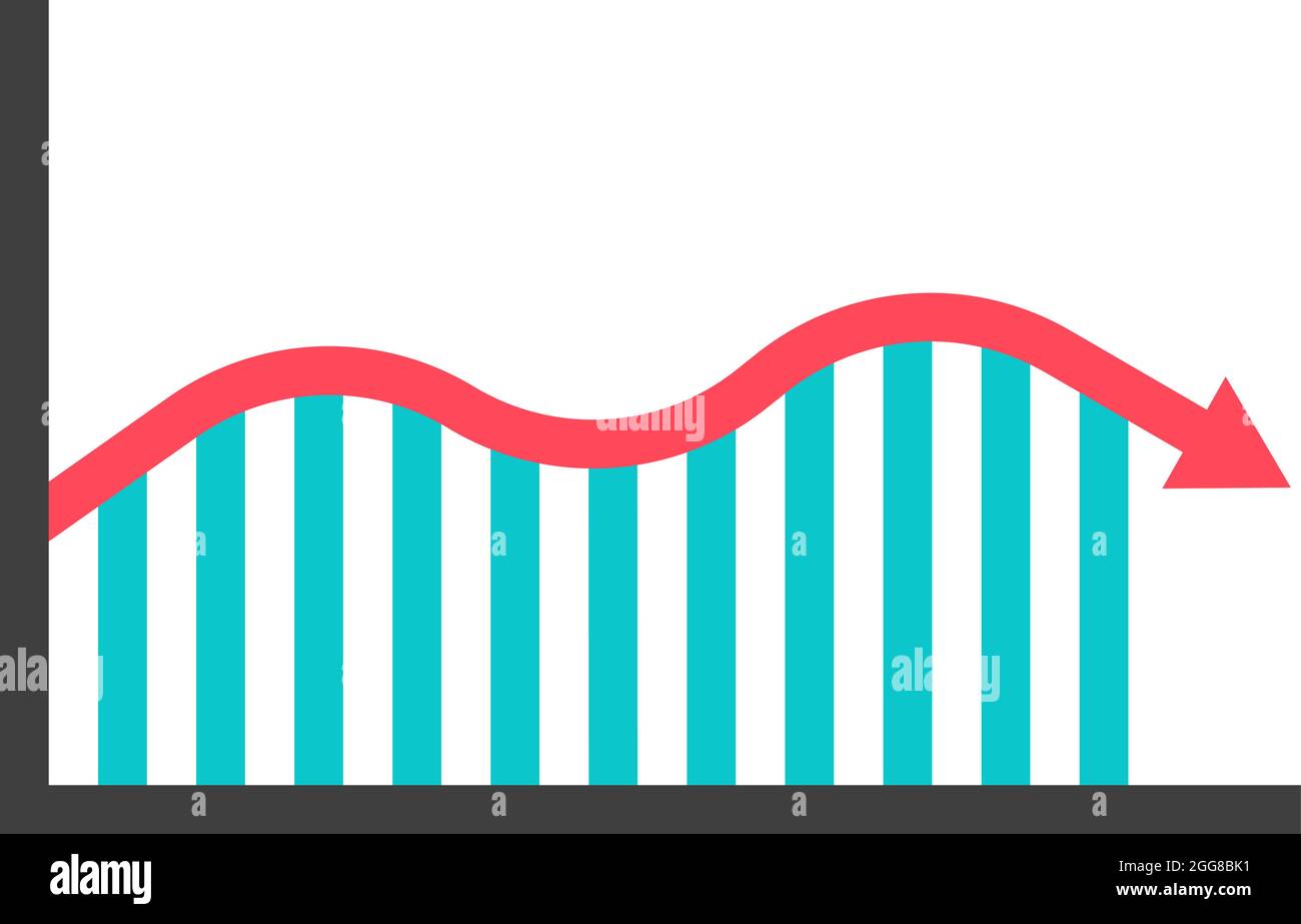 Grafico blu e rosso, illustrazione, vettore su sfondo bianco. Illustrazione Vettoriale