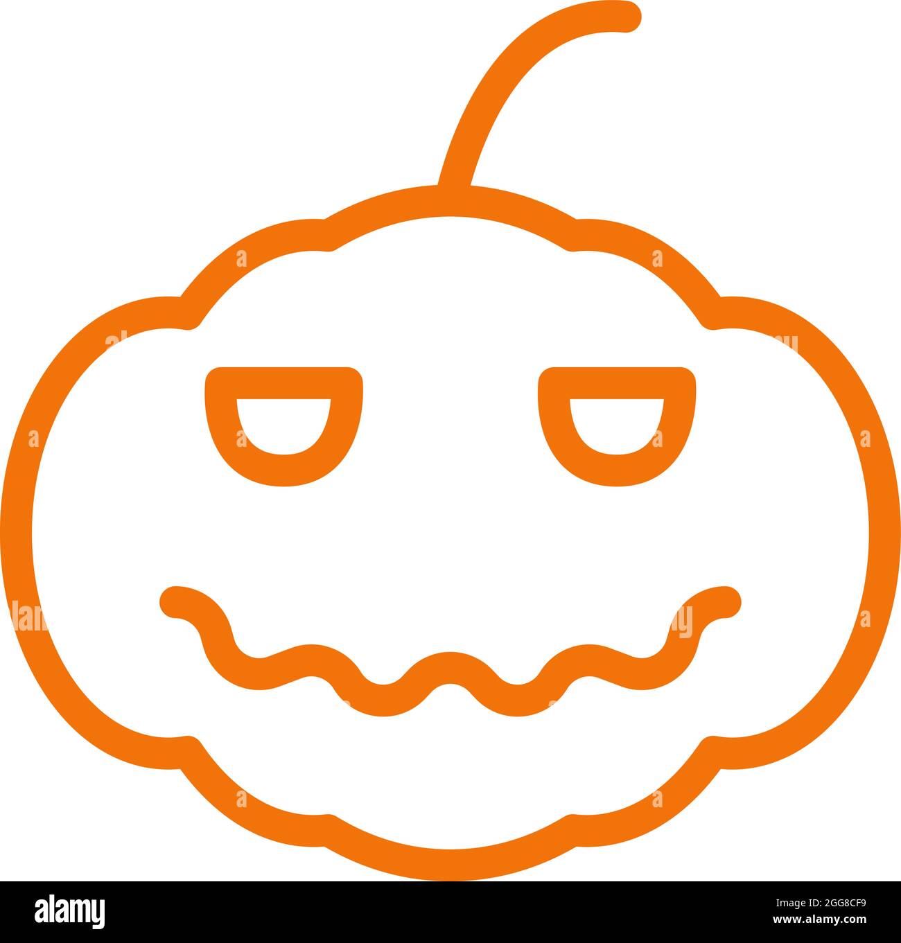 Zucca creepy arancione, illustrazione, vettore su uno sfondo bianco. Illustrazione Vettoriale