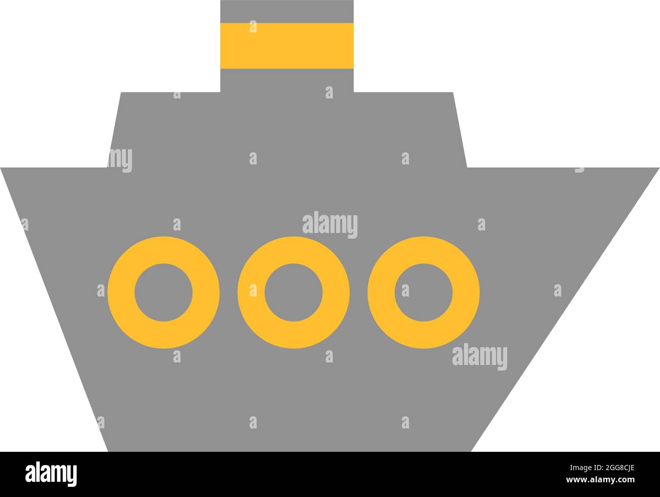 Nave grigia per le vacanze, illustrazione, vettore su sfondo bianco. Illustrazione Vettoriale