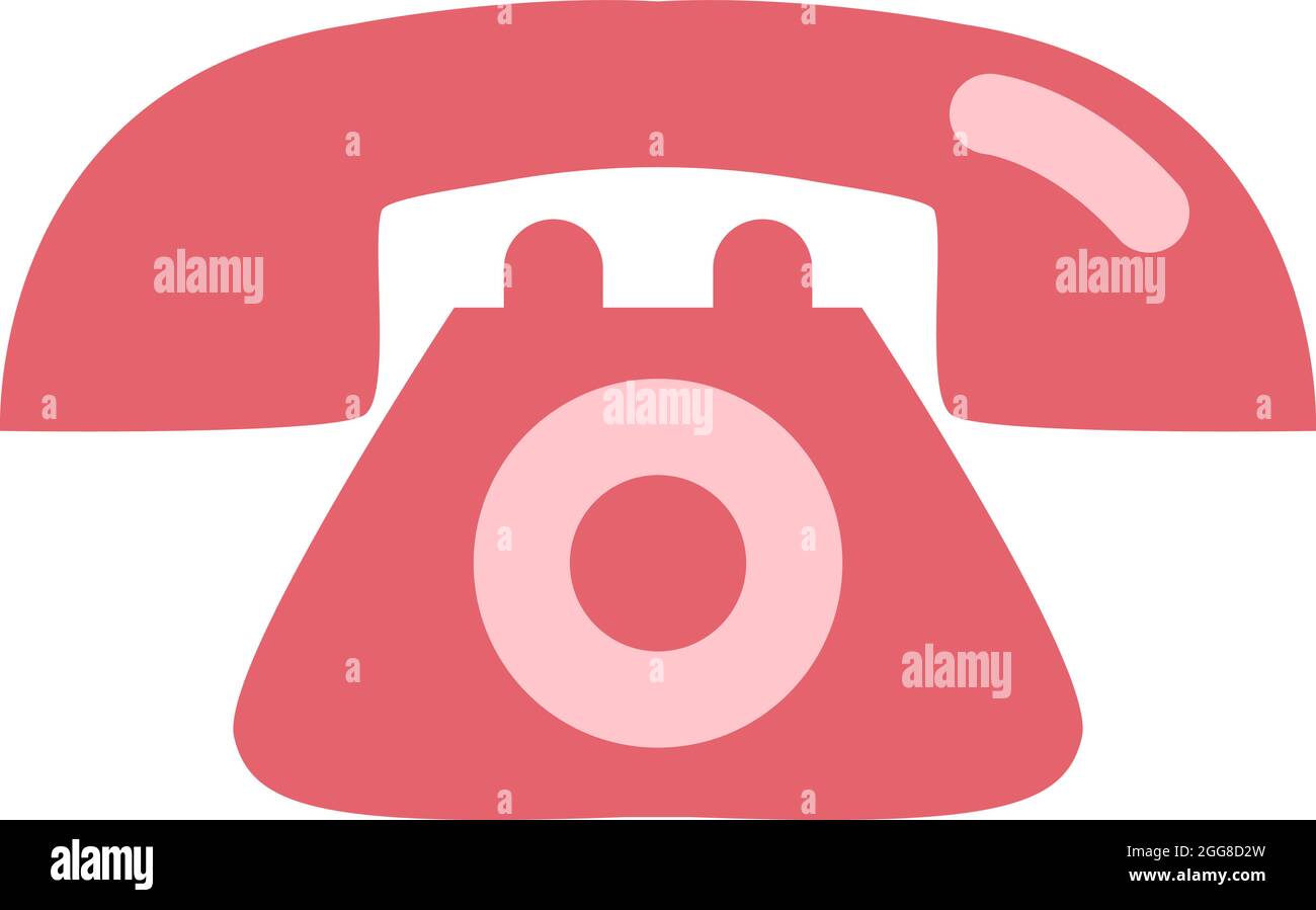 Telefono rosso via cavo, illustrazione, vettore su sfondo bianco. Illustrazione Vettoriale