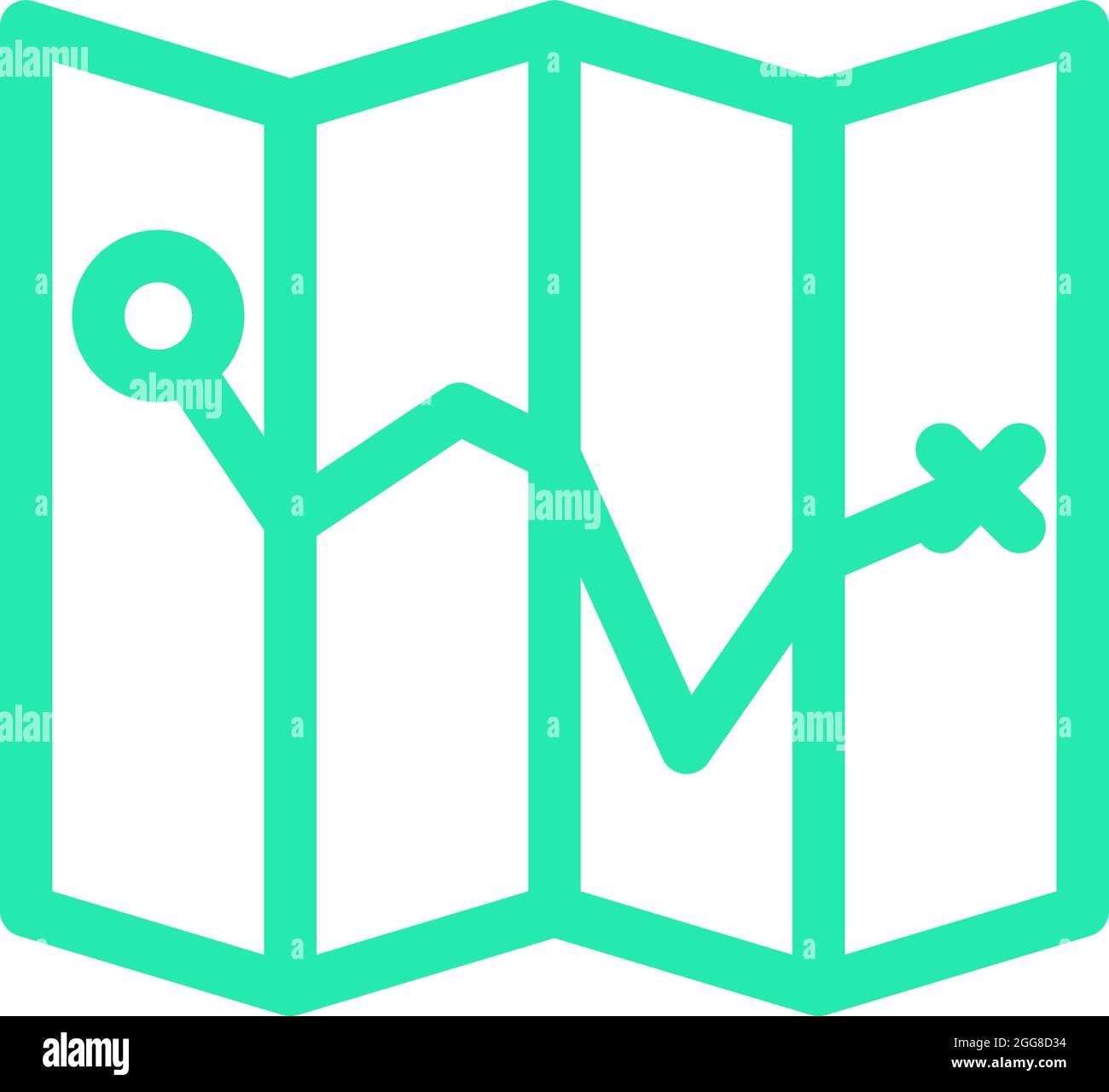 Mappa di viaggio, illustrazione, vettore su sfondo bianco. Illustrazione Vettoriale