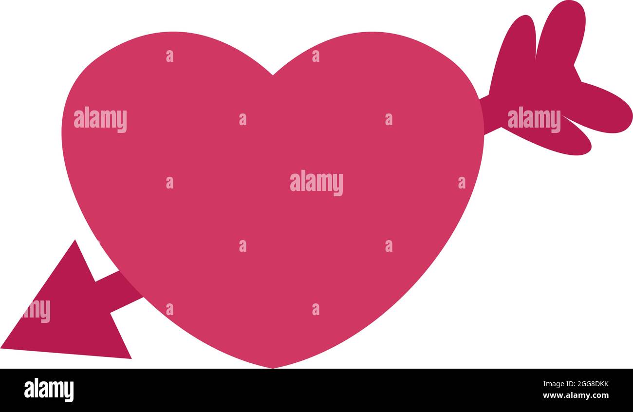 Cuore con freccia, illustrazione, vettore su sfondo bianco. Illustrazione Vettoriale