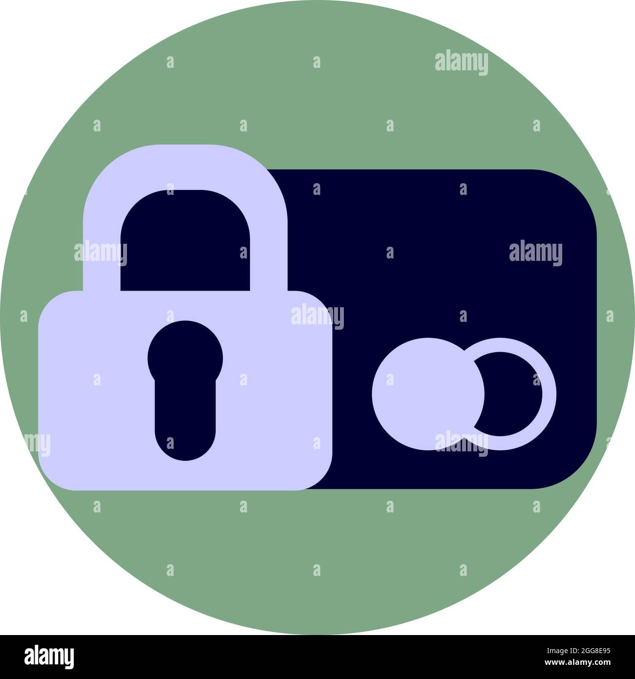 Blocco e carta di credito, illustrazione, vettore su sfondo bianco. Illustrazione Vettoriale