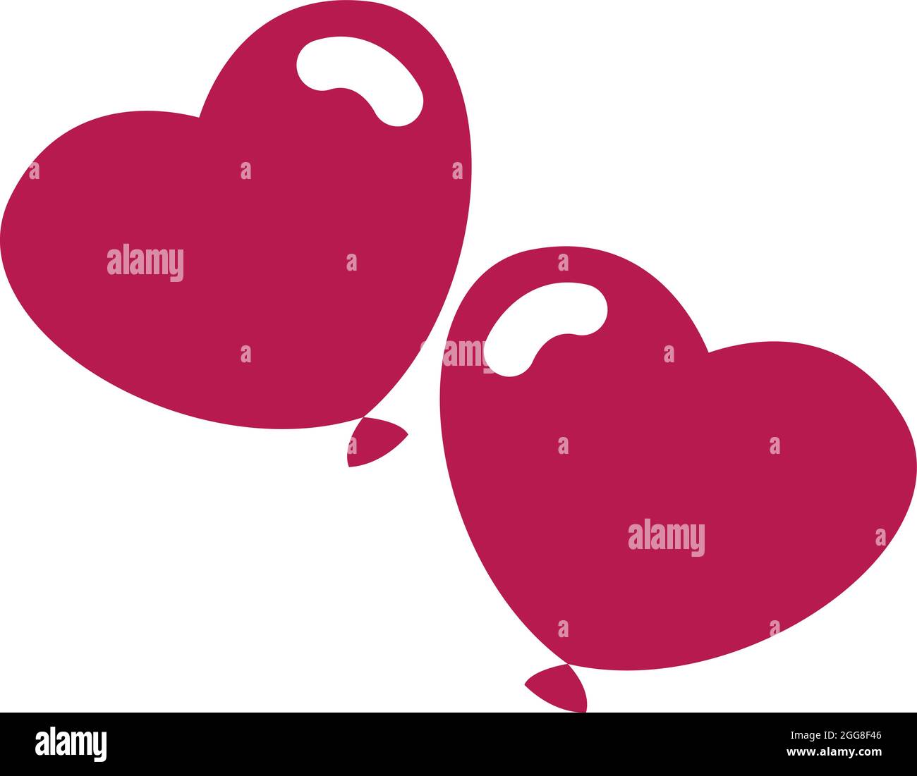 Due palloncini a cuore fluttuanti, illustrazione, vettore su uno sfondo bianco. Illustrazione Vettoriale