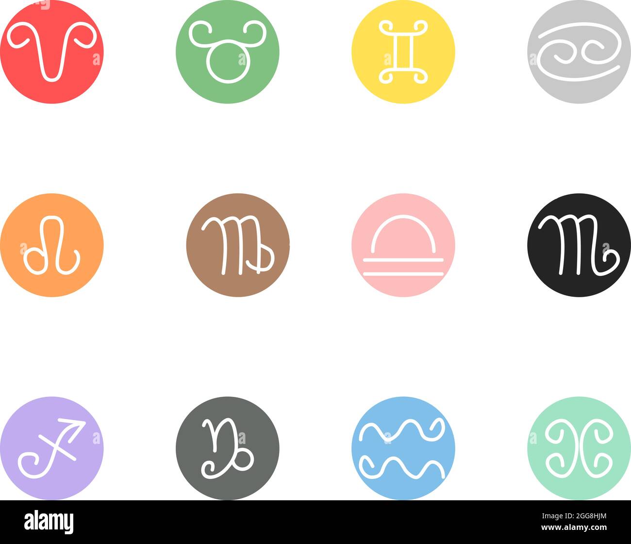 Segni zodiacali, illustrazione, vettore, su sfondo bianco. Illustrazione Vettoriale Segni zodiacali, illustrazione, vettore, su sfondo bianco. Illustrazione Vettoriale