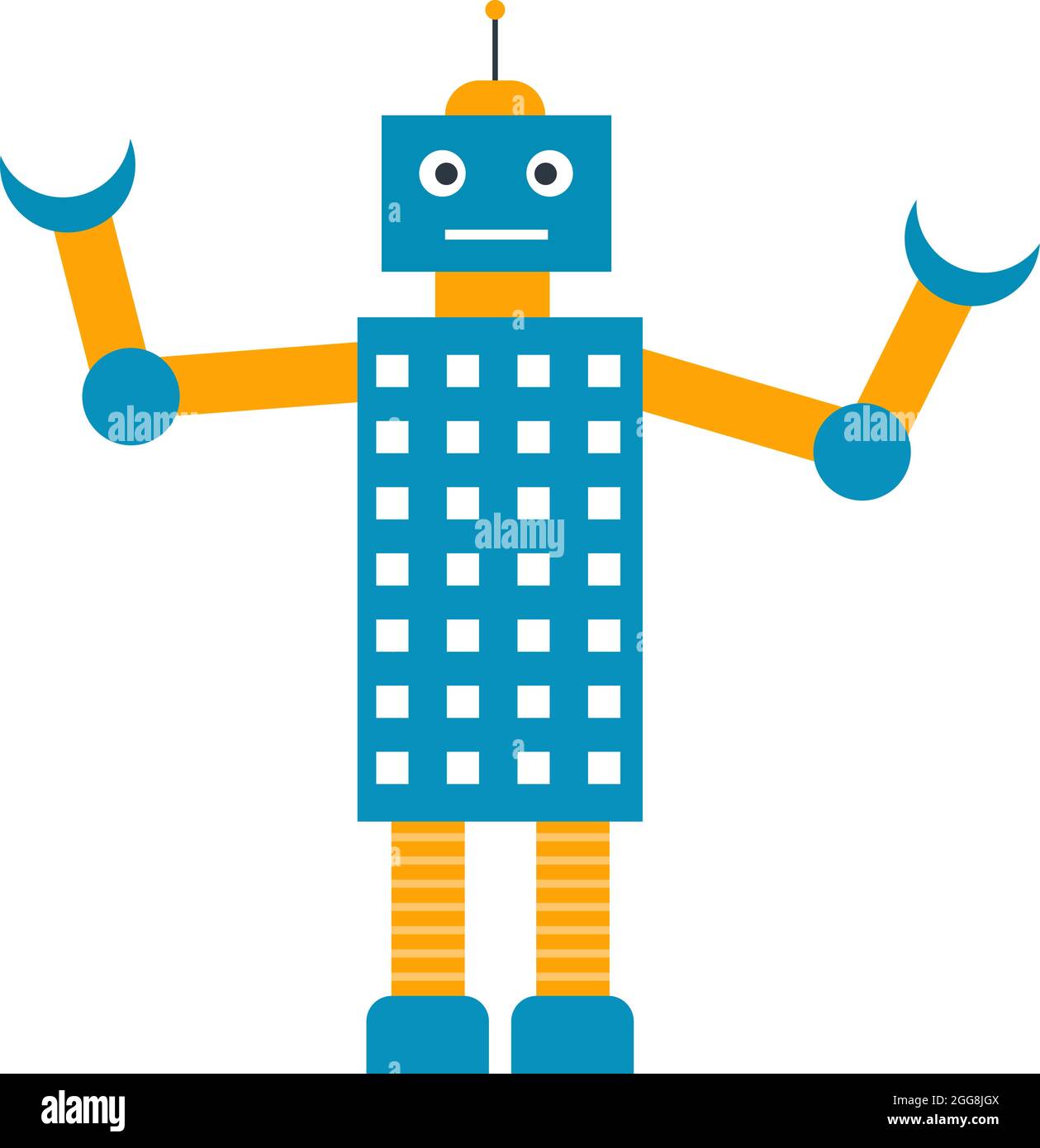Robot blu, illustrazione, vettore su sfondo bianco. Illustrazione Vettoriale