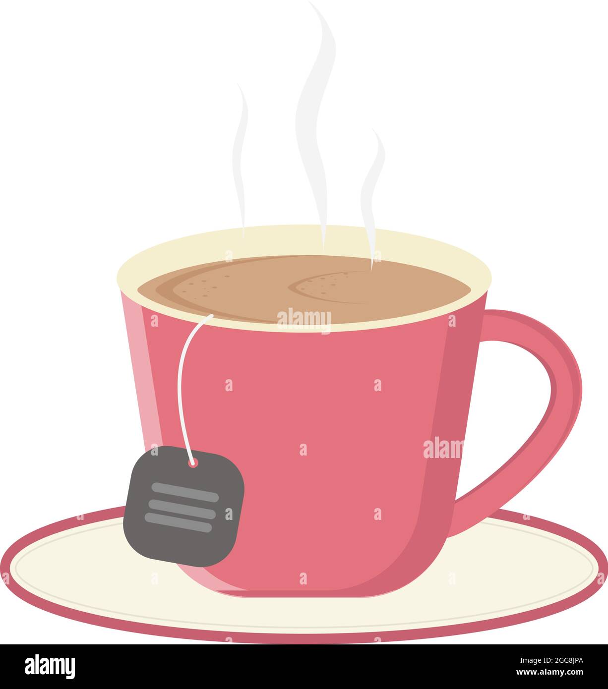 Teacup rosa, illustrazione, vettore su sfondo bianco. Illustrazione Vettoriale