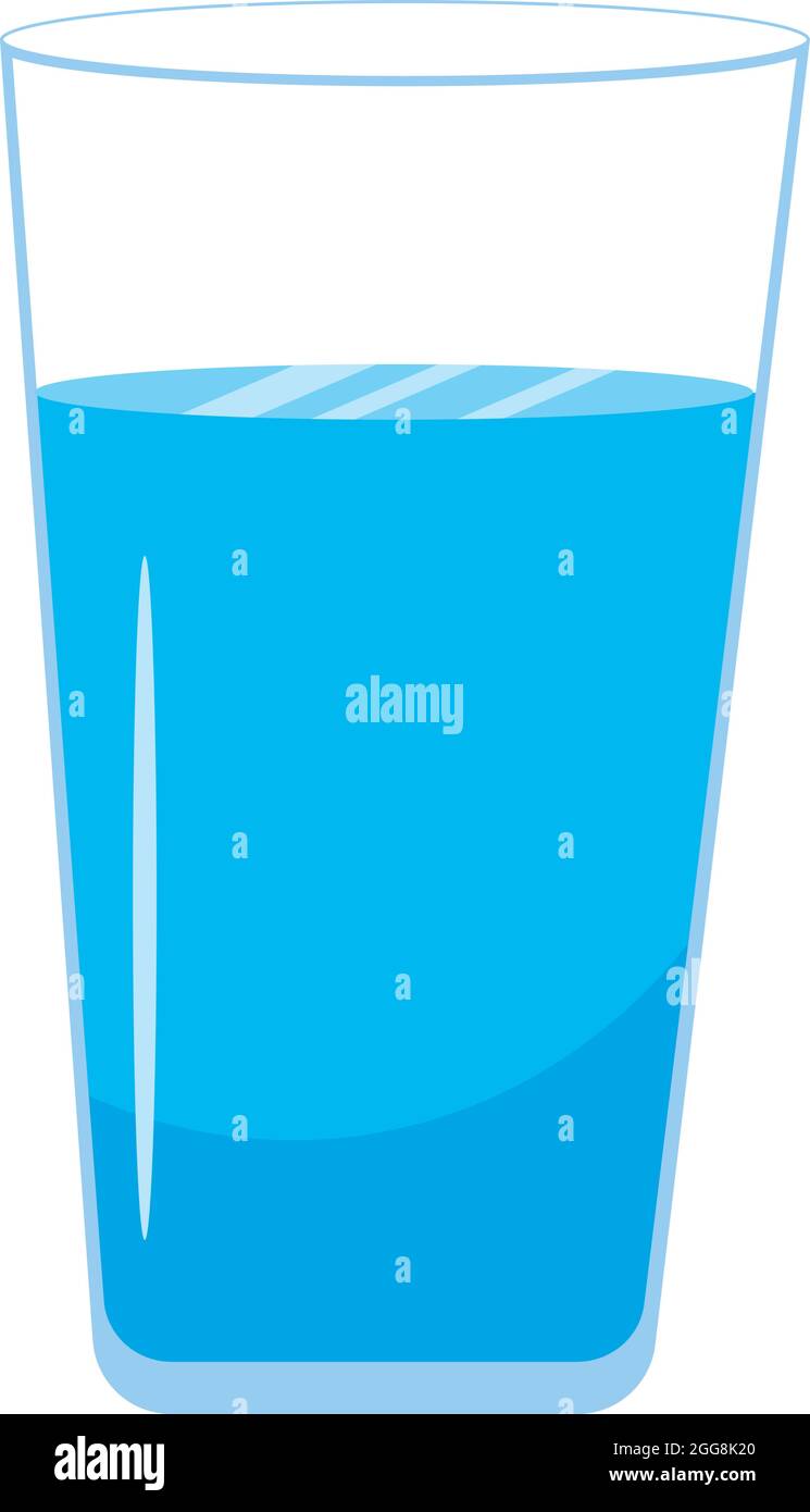 Alto bicchiere d'acqua, illustrazione, vettore su sfondo bianco. Illustrazione Vettoriale