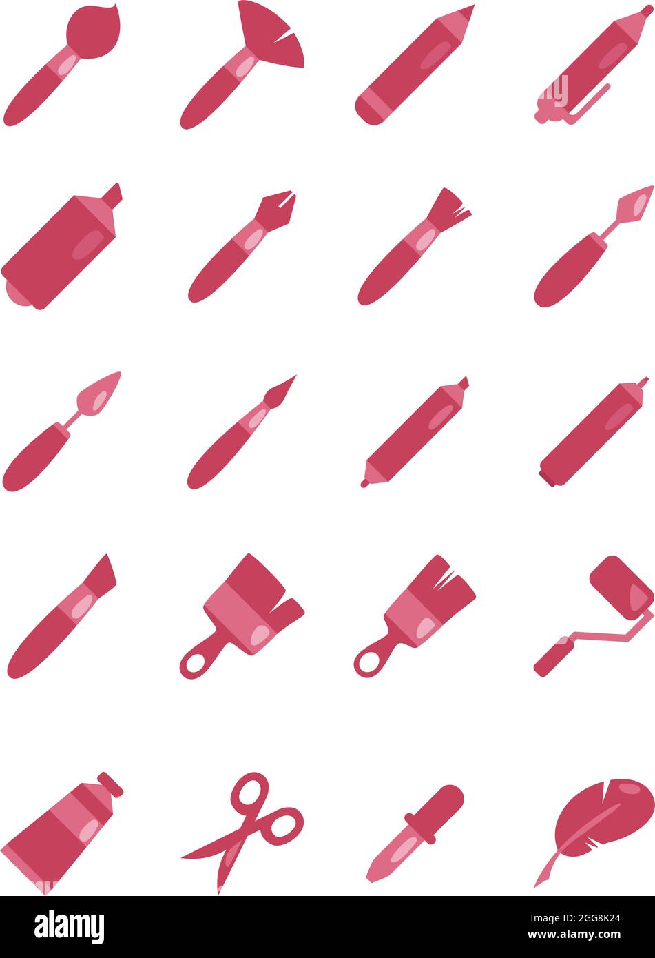 Confezione di icone rosse, illustrazione, vettore, su sfondo bianco. Illustrazione Vettoriale