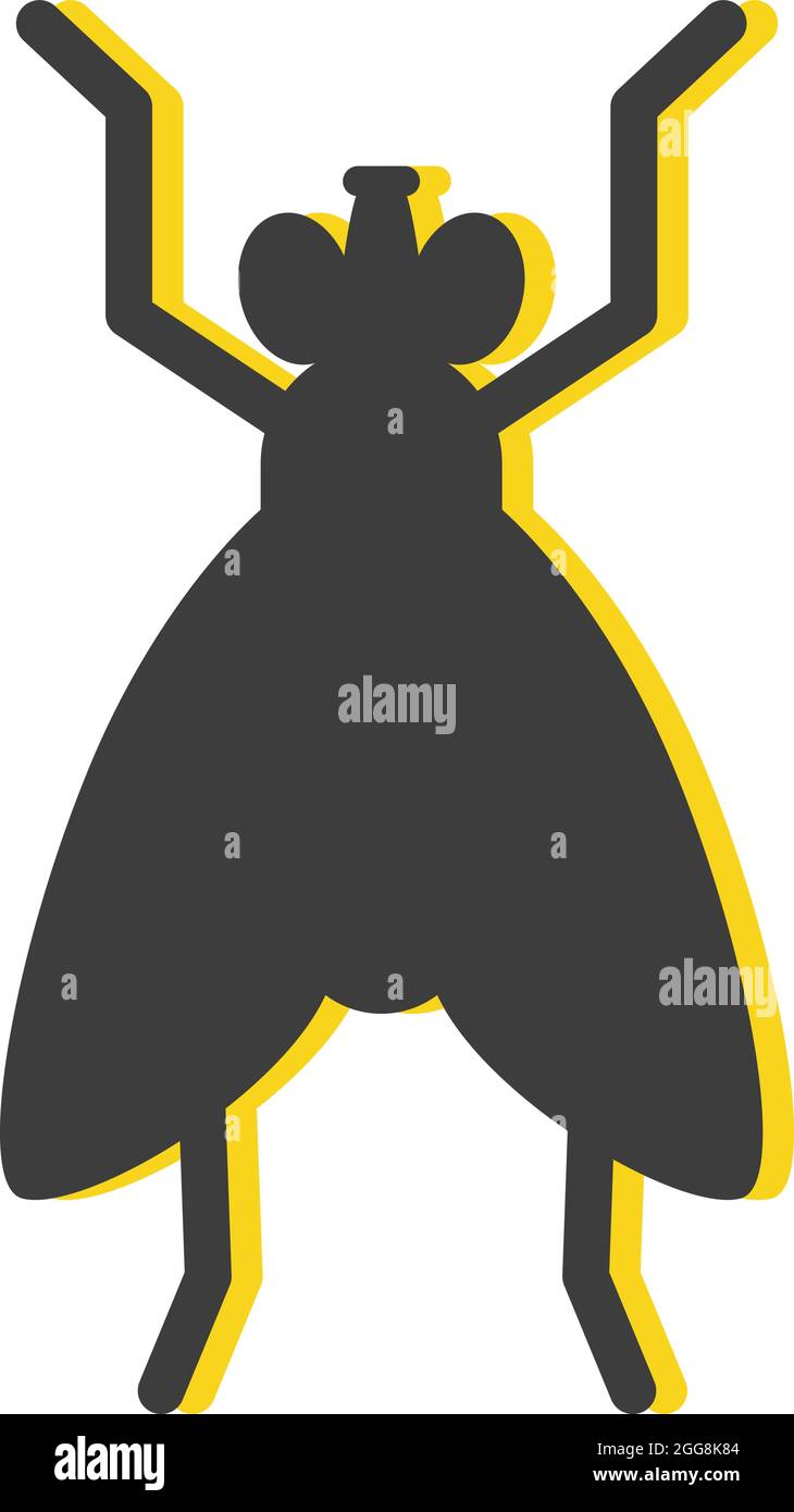 Bug nero con ali, illustrazione, vettore, su sfondo bianco. Illustrazione Vettoriale