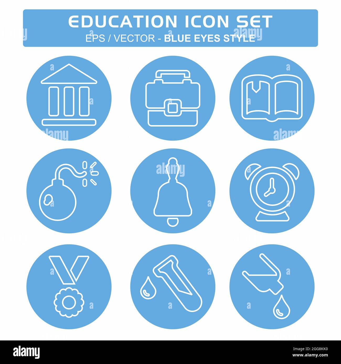 Set Icon Vector of Education - Blue Eyes Style - Simple Illustration, Editable Stroke, Design template Vector, Good for prints, poster, pubblicità Illustrazione Vettoriale