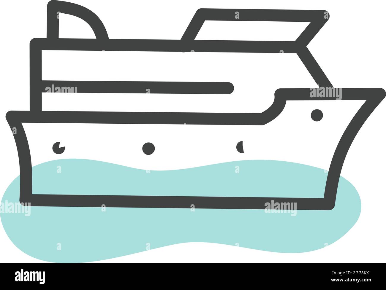 Nave da crociera oceanica, illustrazione, vettore, su sfondo bianco. Illustrazione Vettoriale