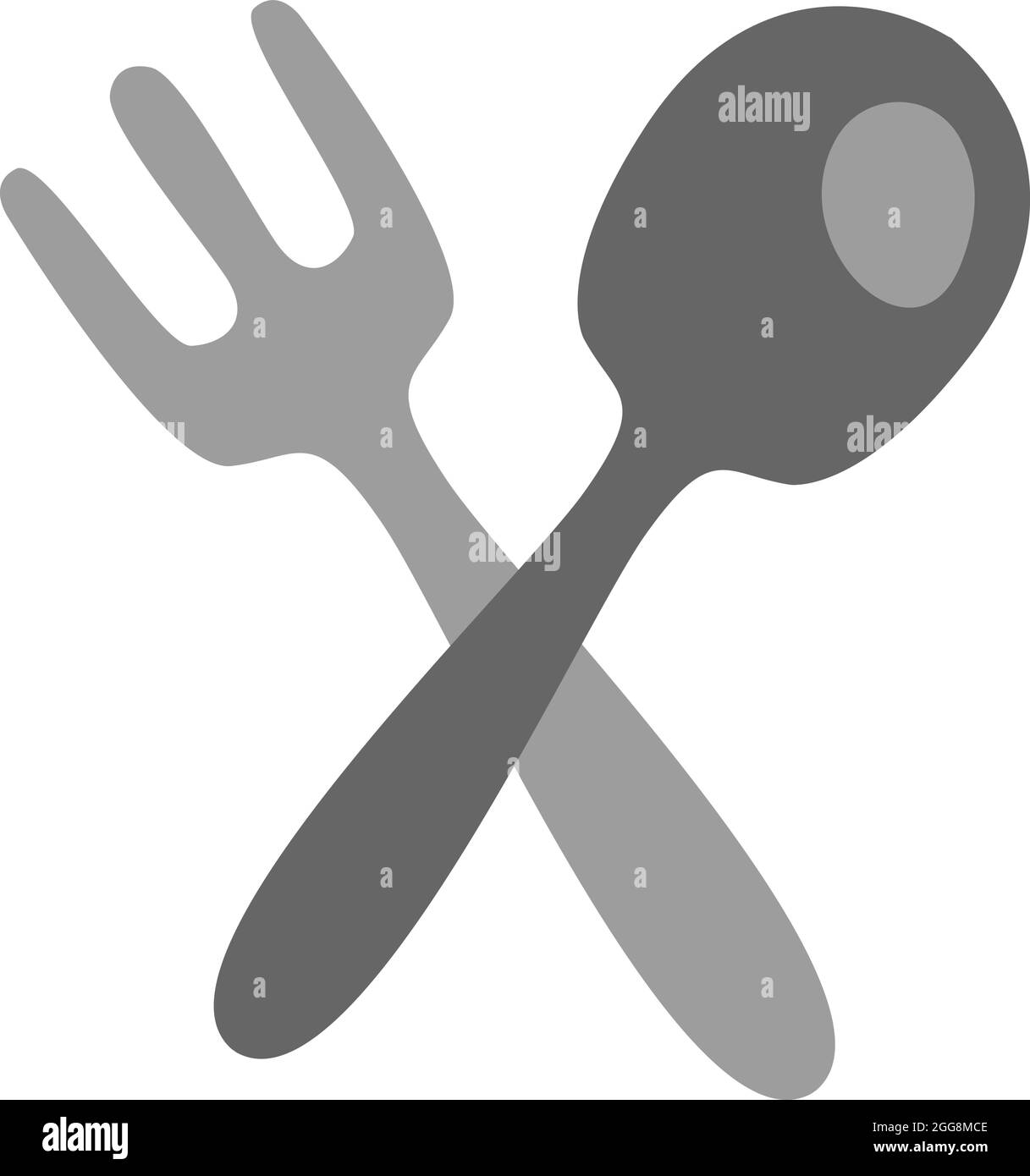 Forchetta e cucchiaio, illustrazione, vettore, su sfondo bianco. Illustrazione Vettoriale