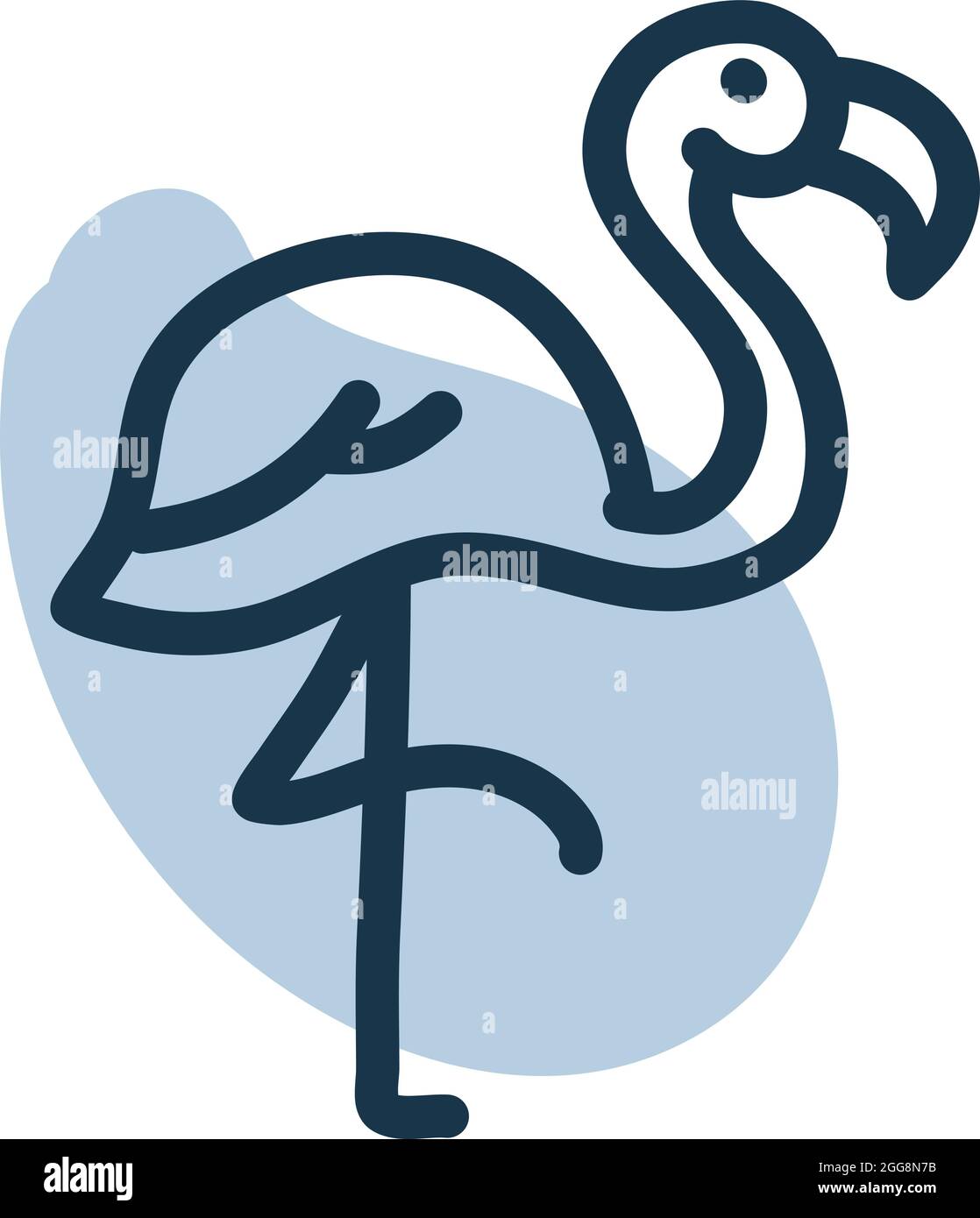 Flamingo in piedi su una gamba, illustrazione, vettore, su uno sfondo bianco. Illustrazione Vettoriale