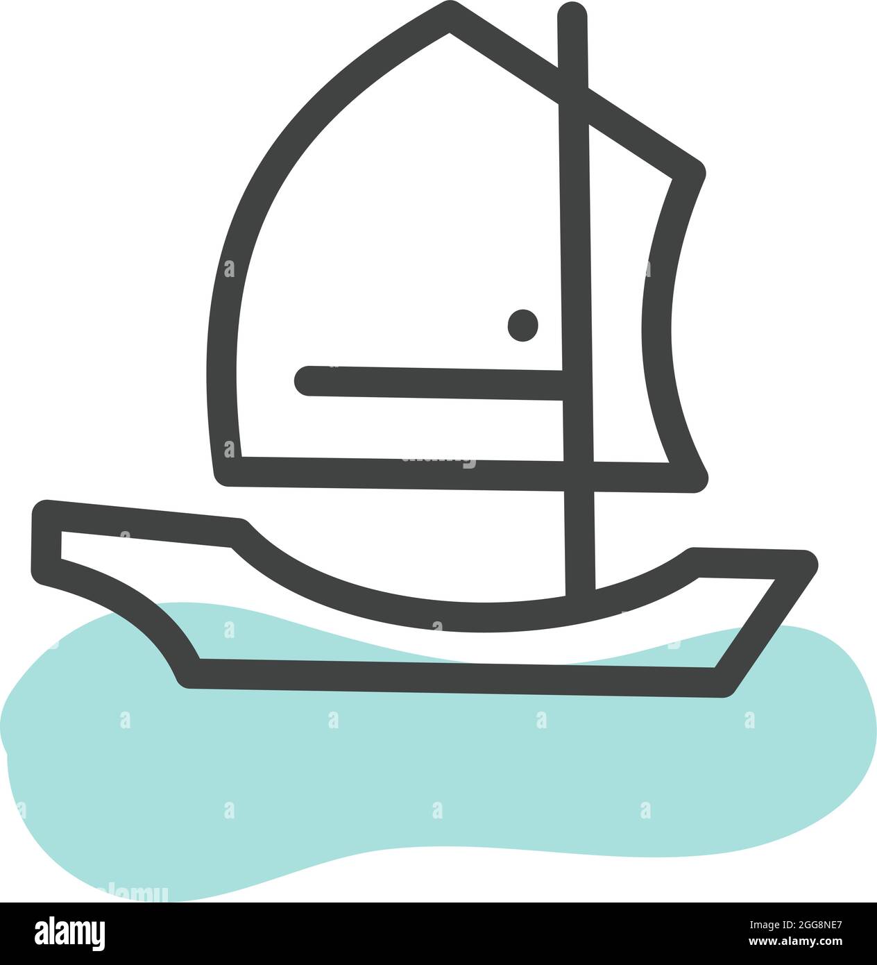 Vecchia barca, illustrazione, vettore, su sfondo bianco. Illustrazione Vettoriale