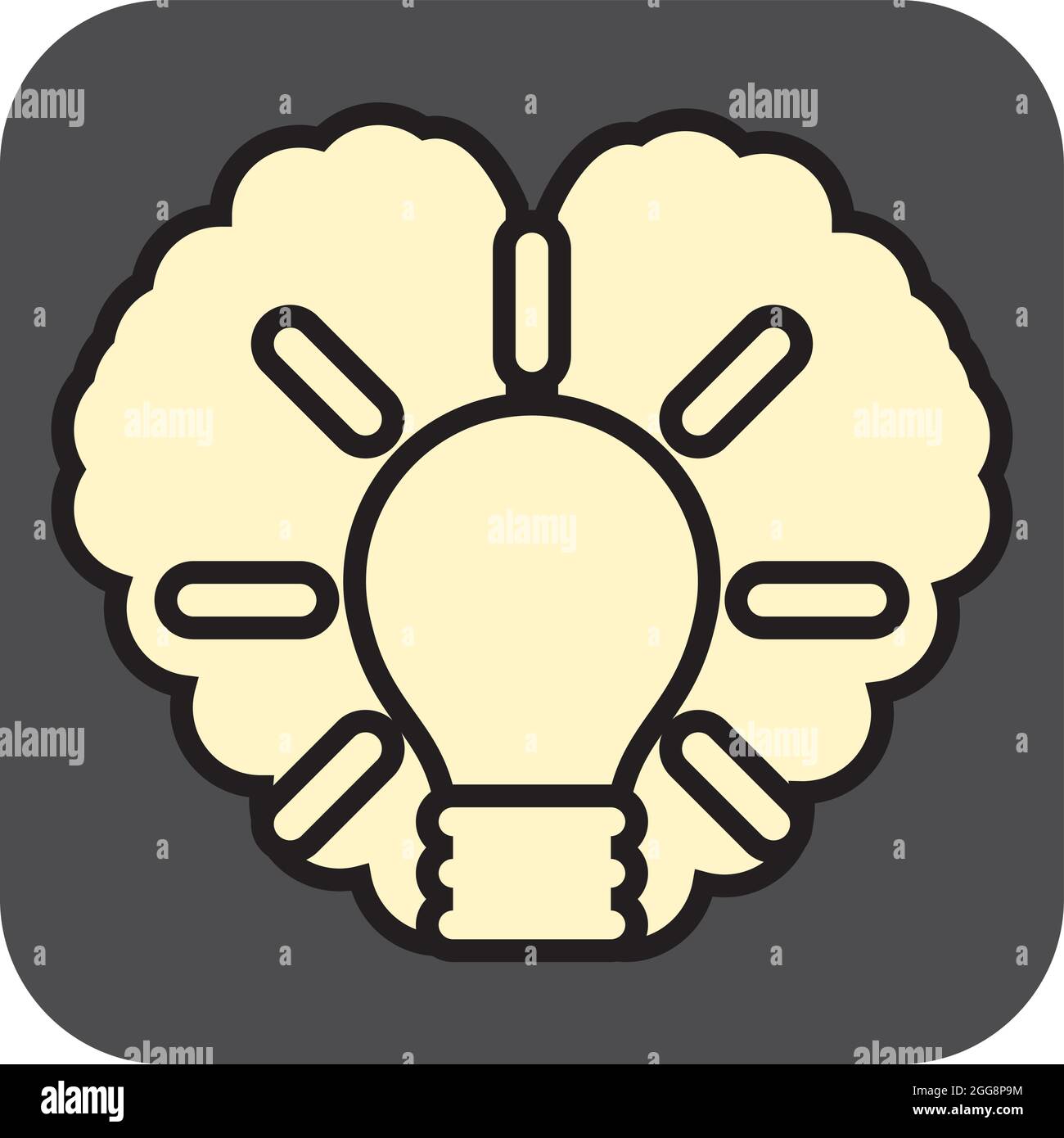 Cervello con bulbo luminoso, illustrazione, vettore, su sfondo bianco. Illustrazione Vettoriale