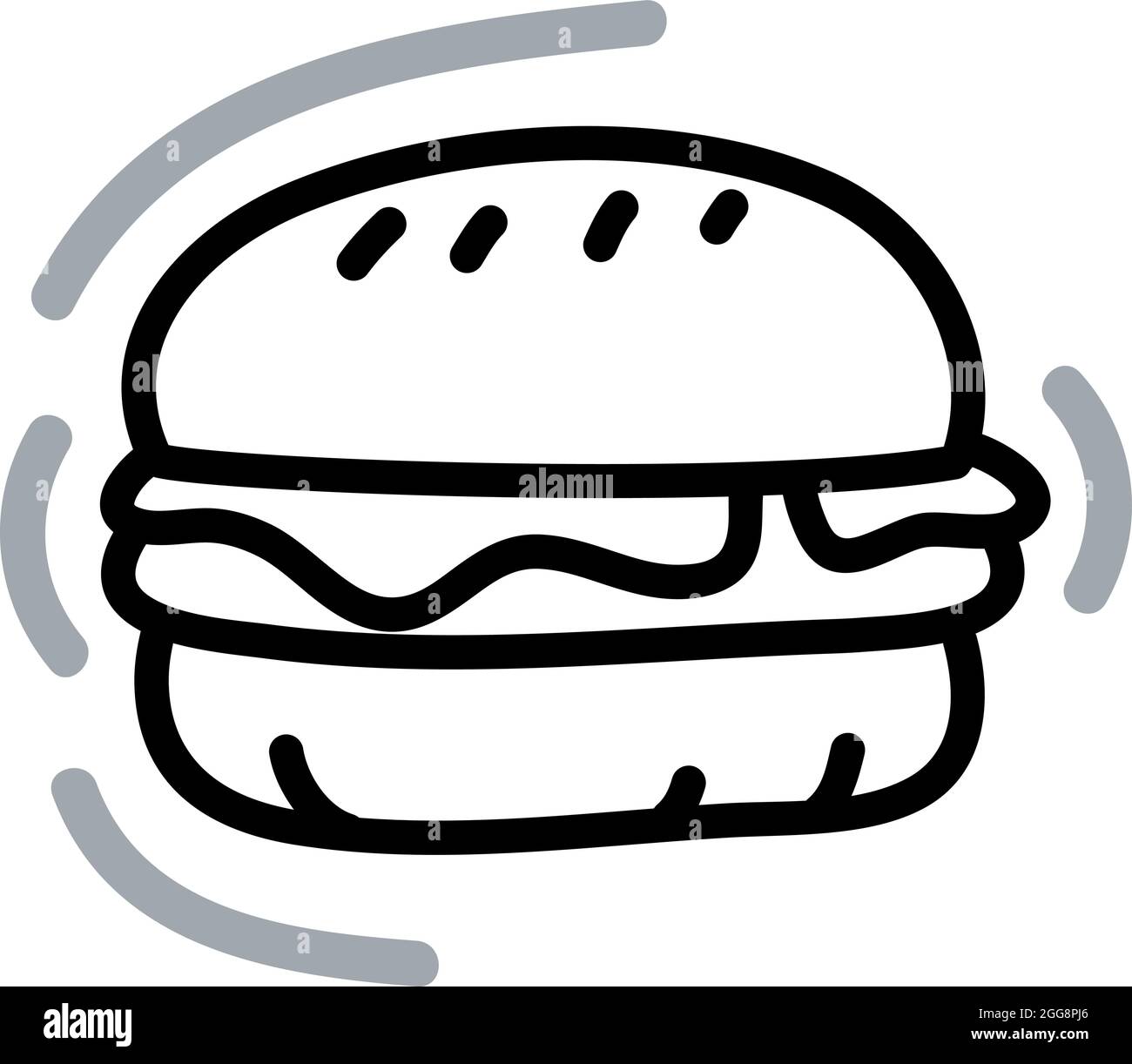 Hamburger appena fatto, illustrazione, vettore, su sfondo bianco. Illustrazione Vettoriale