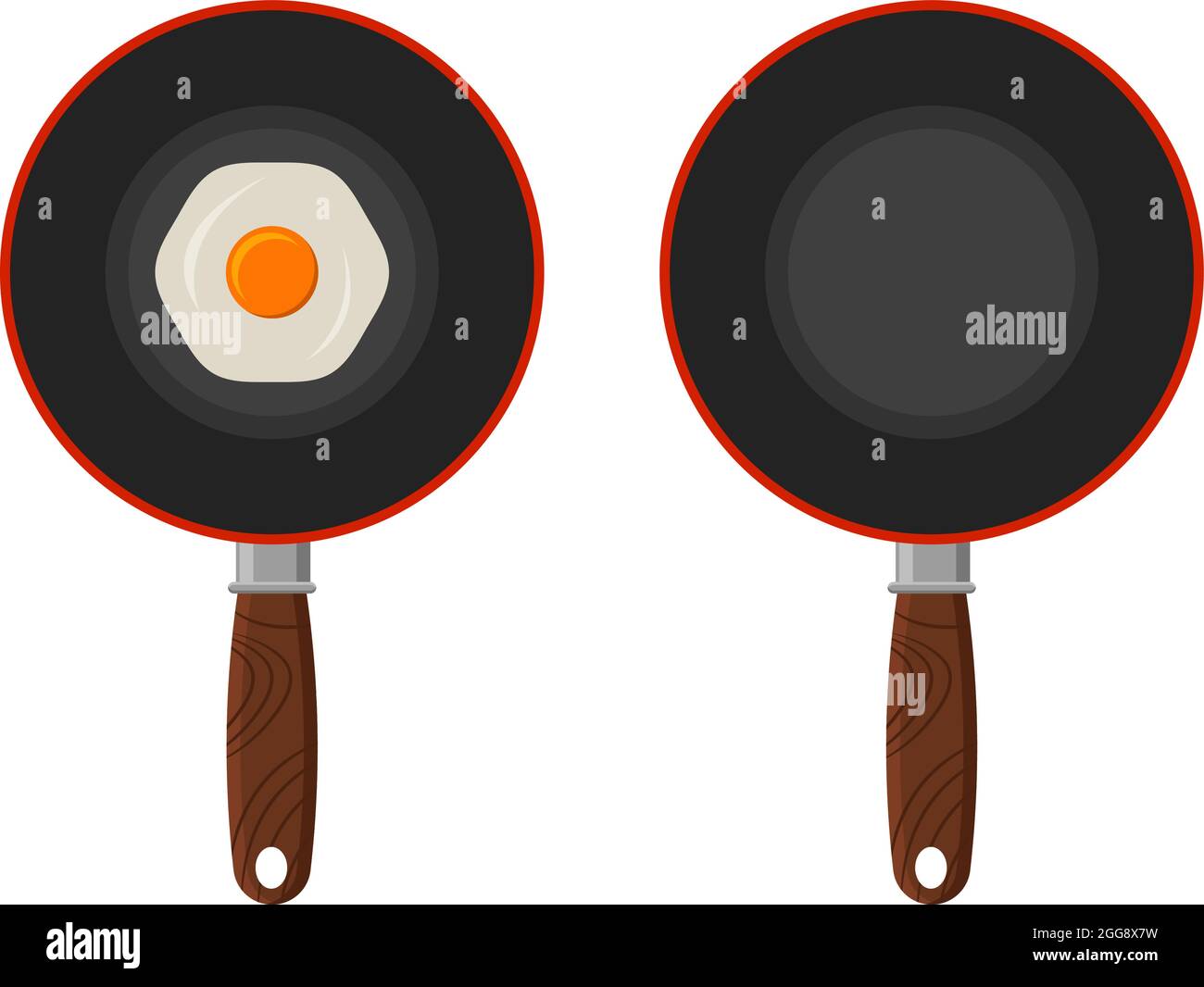 Padella con uovo, illustrazione, vettore su sfondo bianco. Illustrazione Vettoriale