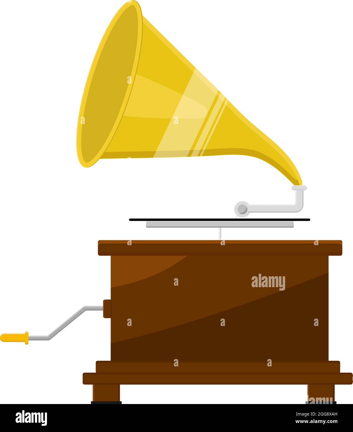 Vecchio gramofono, illustrazione, vettore su sfondo bianco. Illustrazione Vettoriale