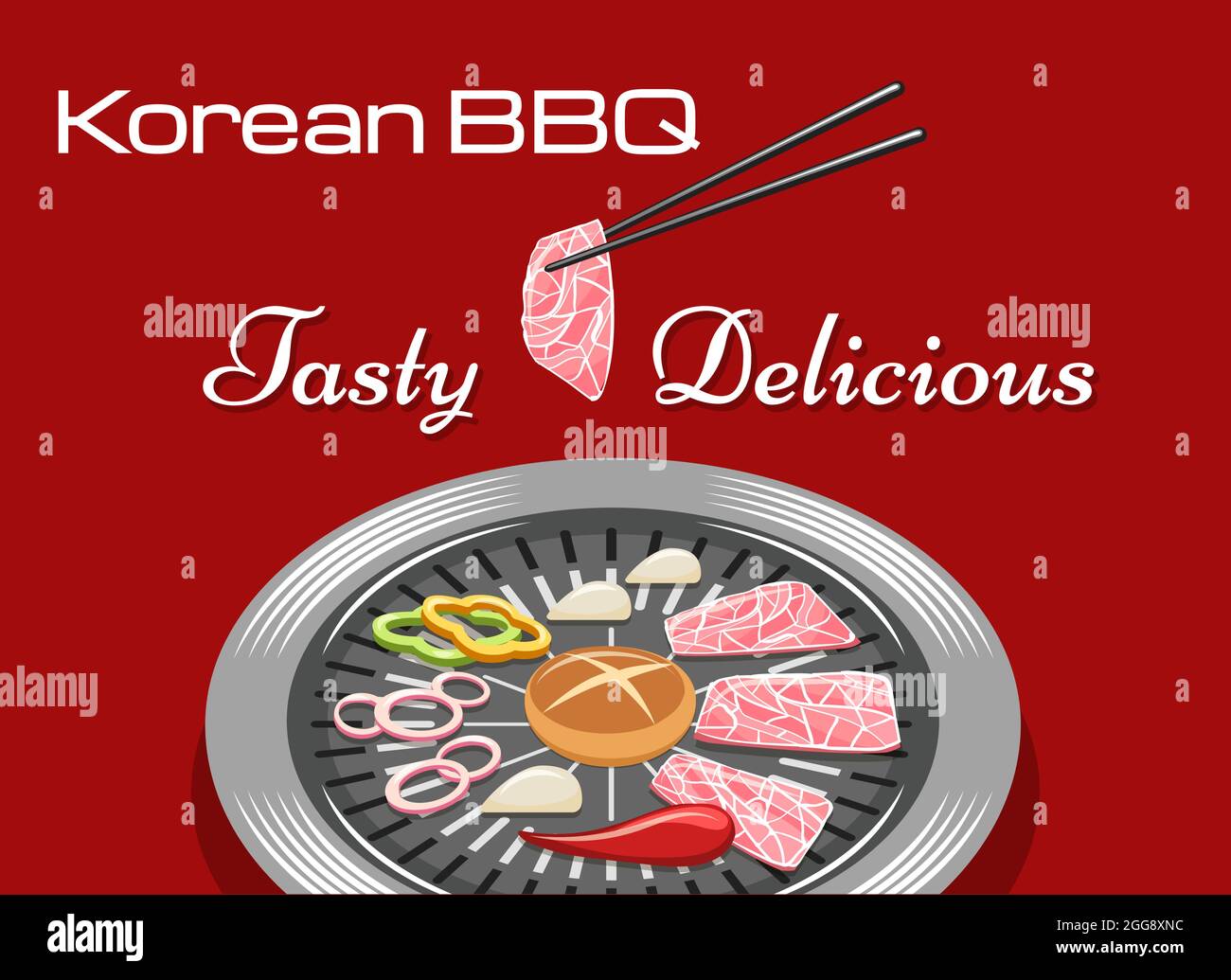 Barbecue Corean Grill Illustrazione Vettoriale