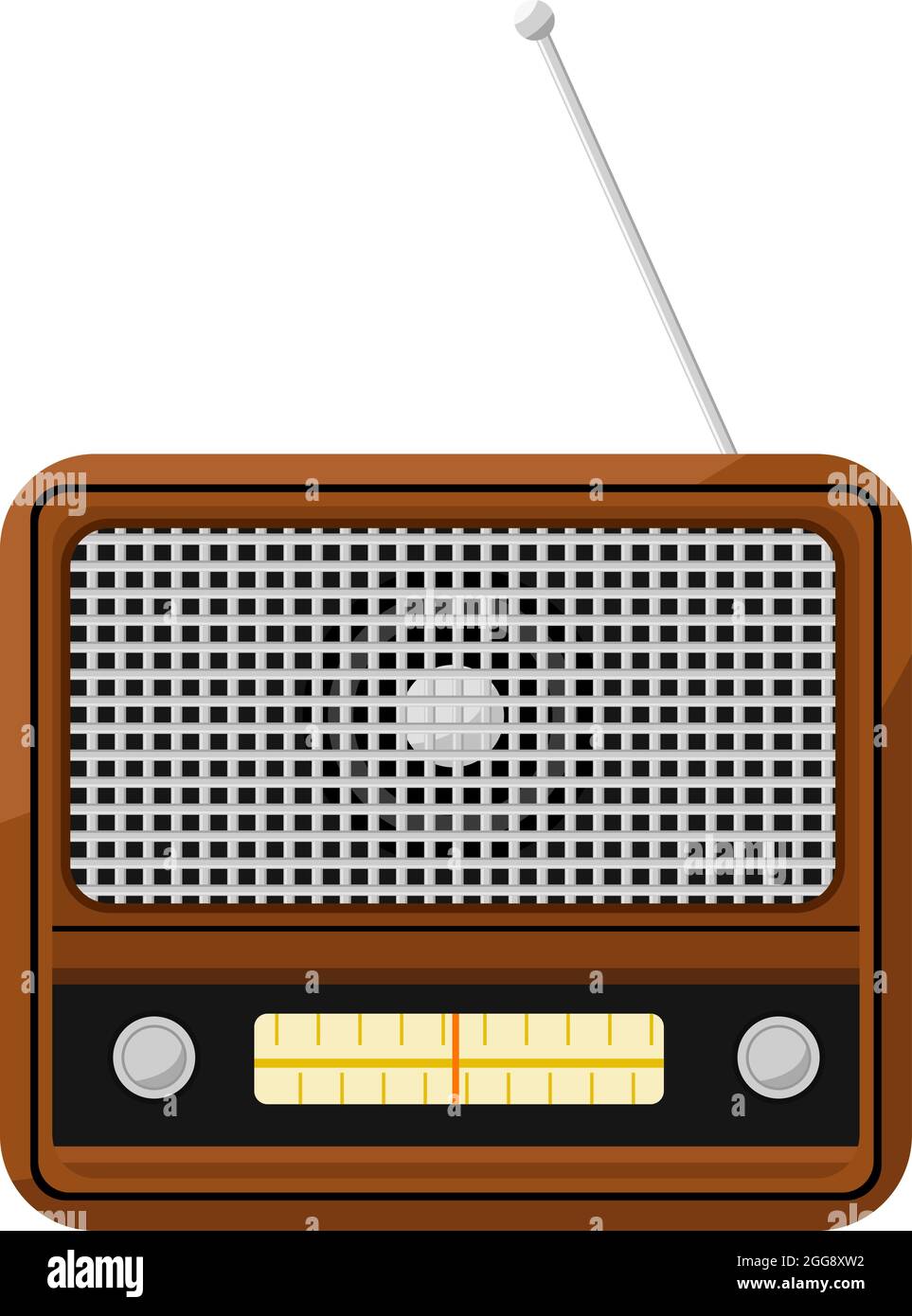 Vecchia radio, illustrazione vettore su sfondo bianco. Illustrazione Vettoriale