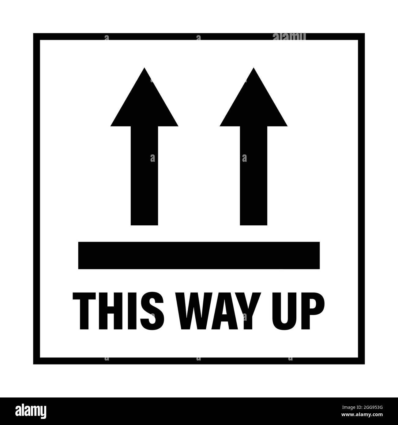 Questo modo fino pacchetto adesivo vettore icona. Cartello con il logo rivolto verso l'alto per design grafico, logo, sito Web, social media, app mobile, Illustrazione dell'interfaccia utente Illustrazione Vettoriale