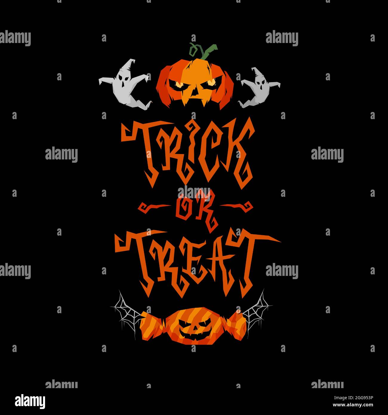 Trucco o trattare la scritta disegno Halloween ornate illustrazione vettoriale Illustrazione Vettoriale