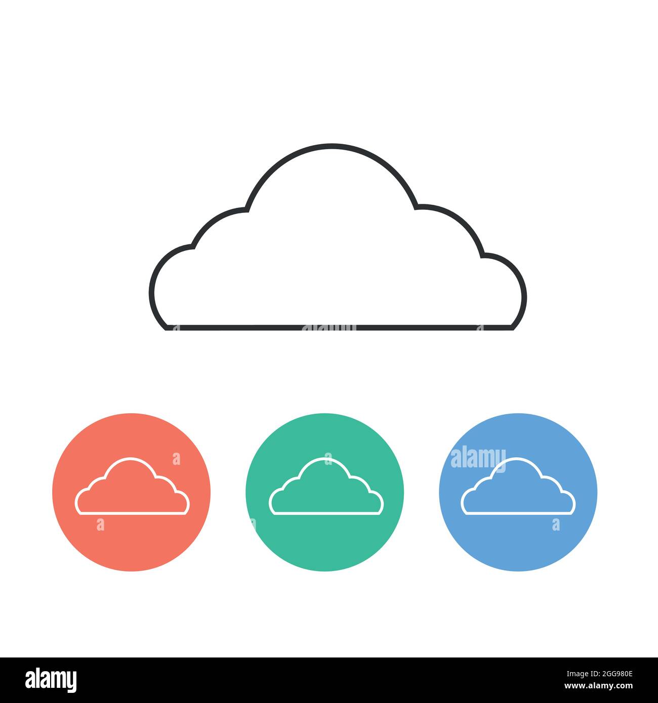 Big Cloud Flat due colori insieme di icone minimo. Vettore Illustrazione Vettoriale