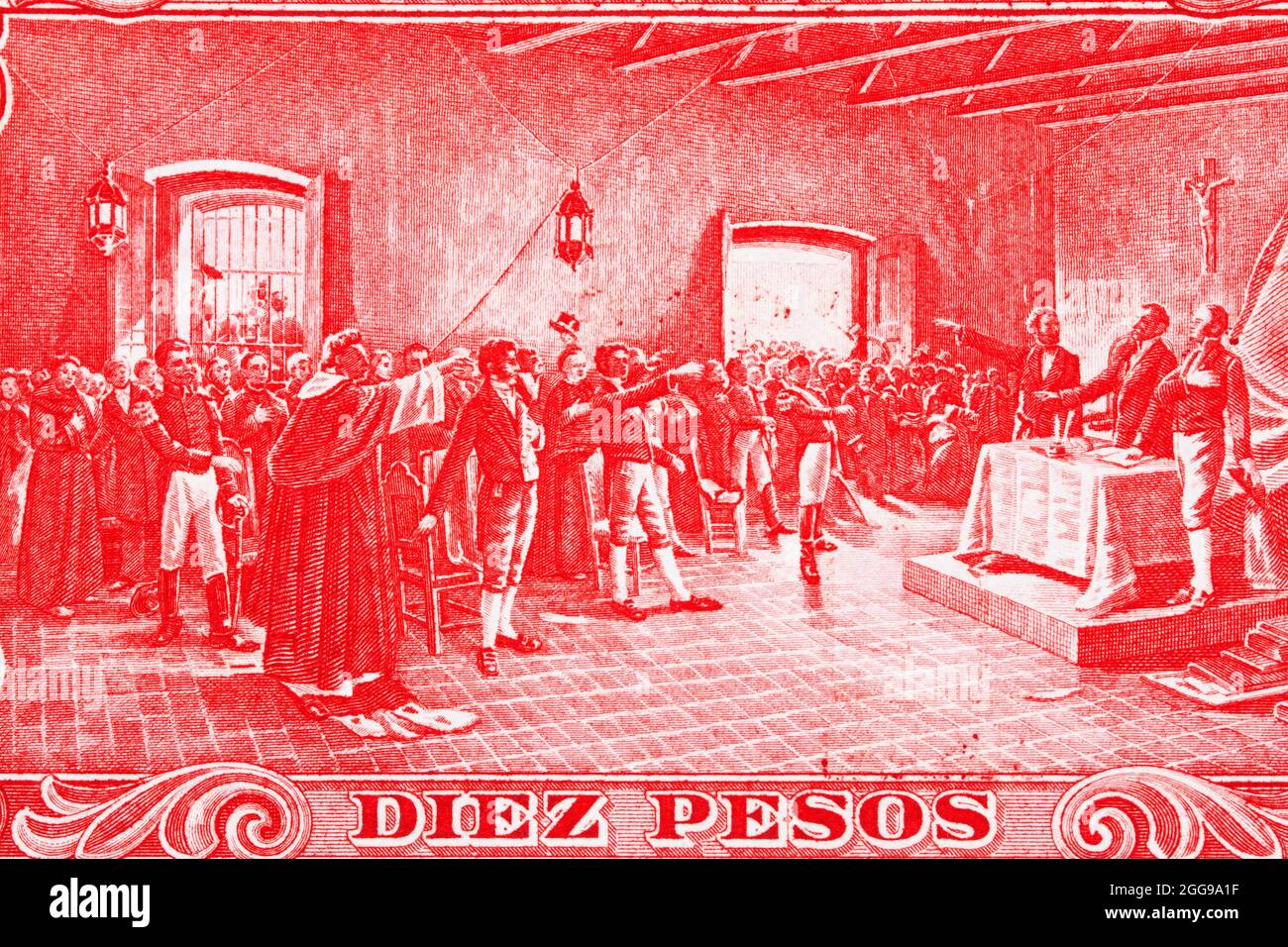 Dichiarazione di indipendenza da denaro argentino vecchio Foto Stock