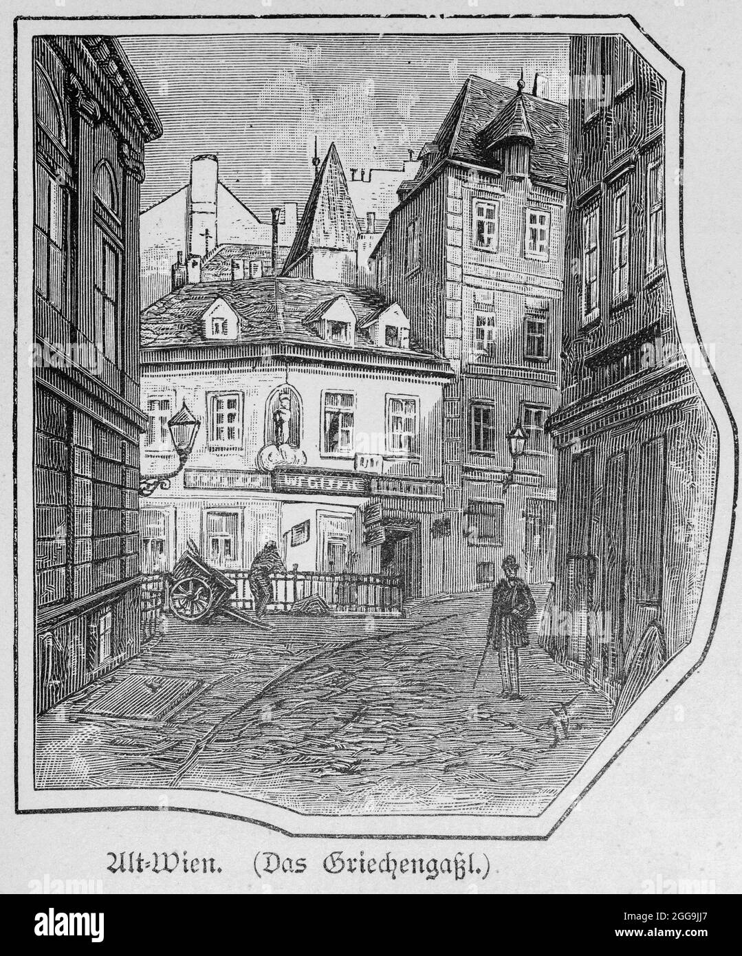 Das Griechengaßl o Greece Lane a Vienna, Vienna, Austria, Europa, Hauptstädte der Welt, Illustrazione storica 1897 Foto Stock