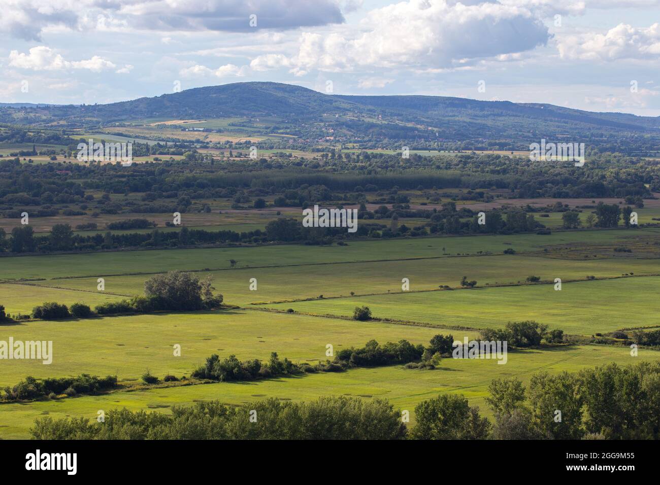 Bacino di Kali ad agosto, paesaggio rurale verde, counrtyside ungherese, Ungheria Foto Stock