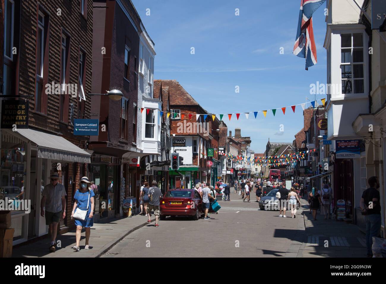 Vista sul centro di Salisbury nel Wiltshire nel Regno Unito Foto Stock