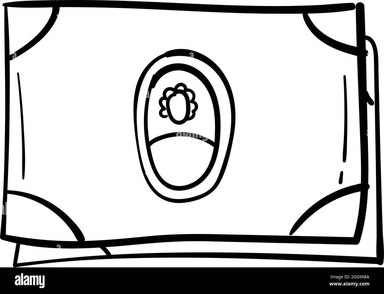 carta disegnata a mano denaro icona in stile doodle isolato. Illustrazione Vettoriale