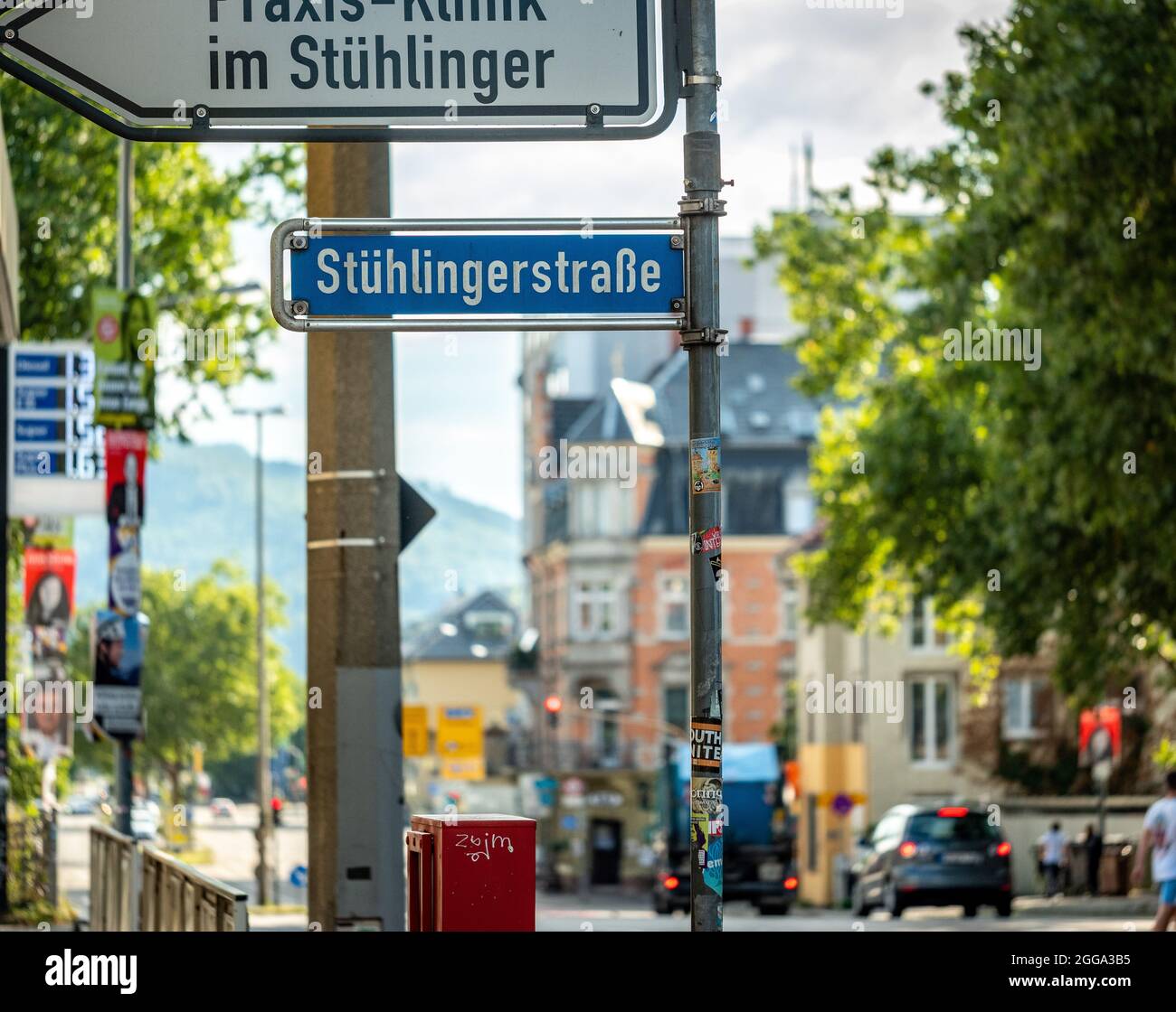 Traffico e indicazioni stradali per District Stühlinger a Friburgo Foto Stock