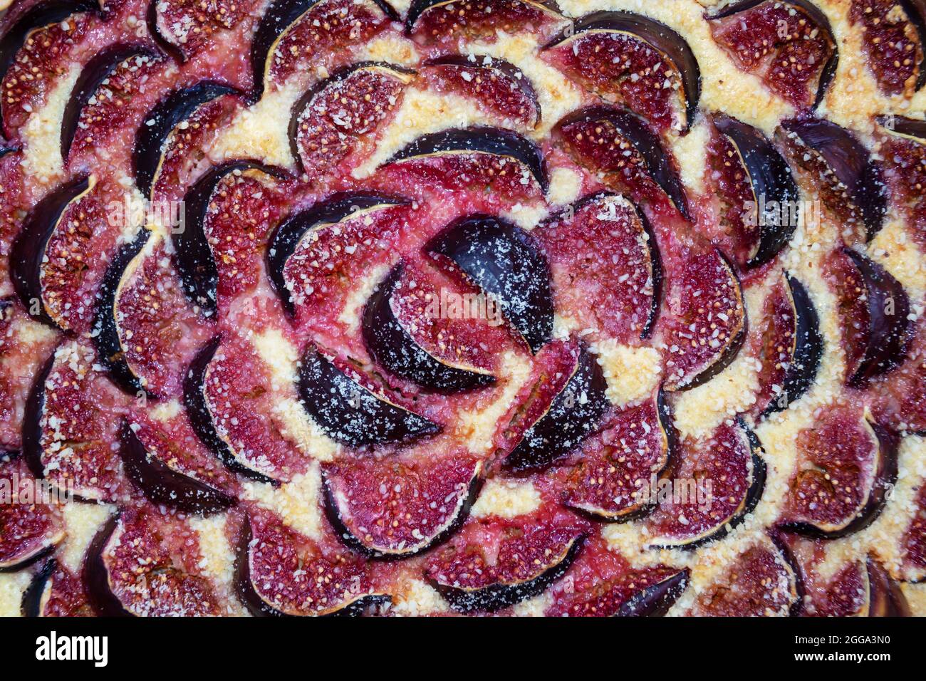 Sfondo di un primo piano di un fig. Banner Web per dessert alla frutta in autunno Foto Stock